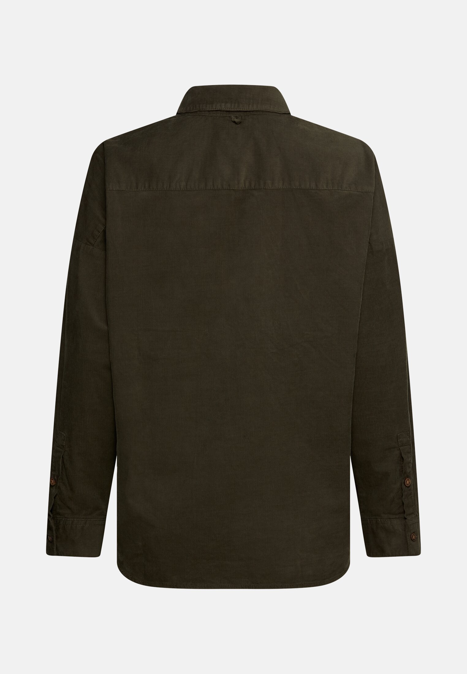 Women Cotton blouse with chest pocket Dark Green frontal back