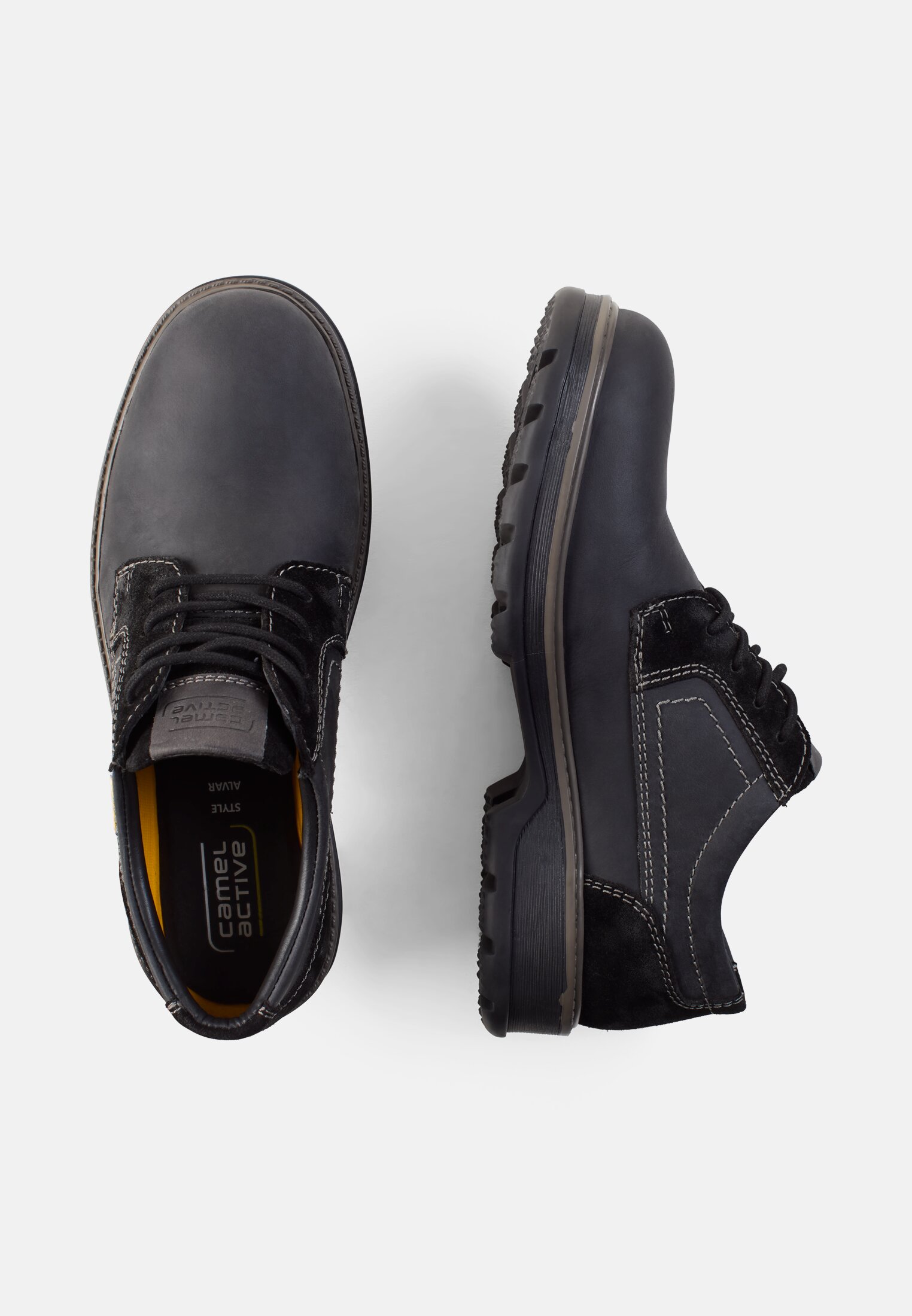 Men Lace-up shoe made of genuine leather Black frontal top