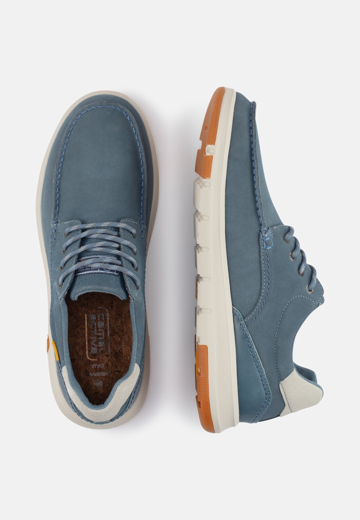 Men Leather lace-up shoe with textile lining Blue frontal top