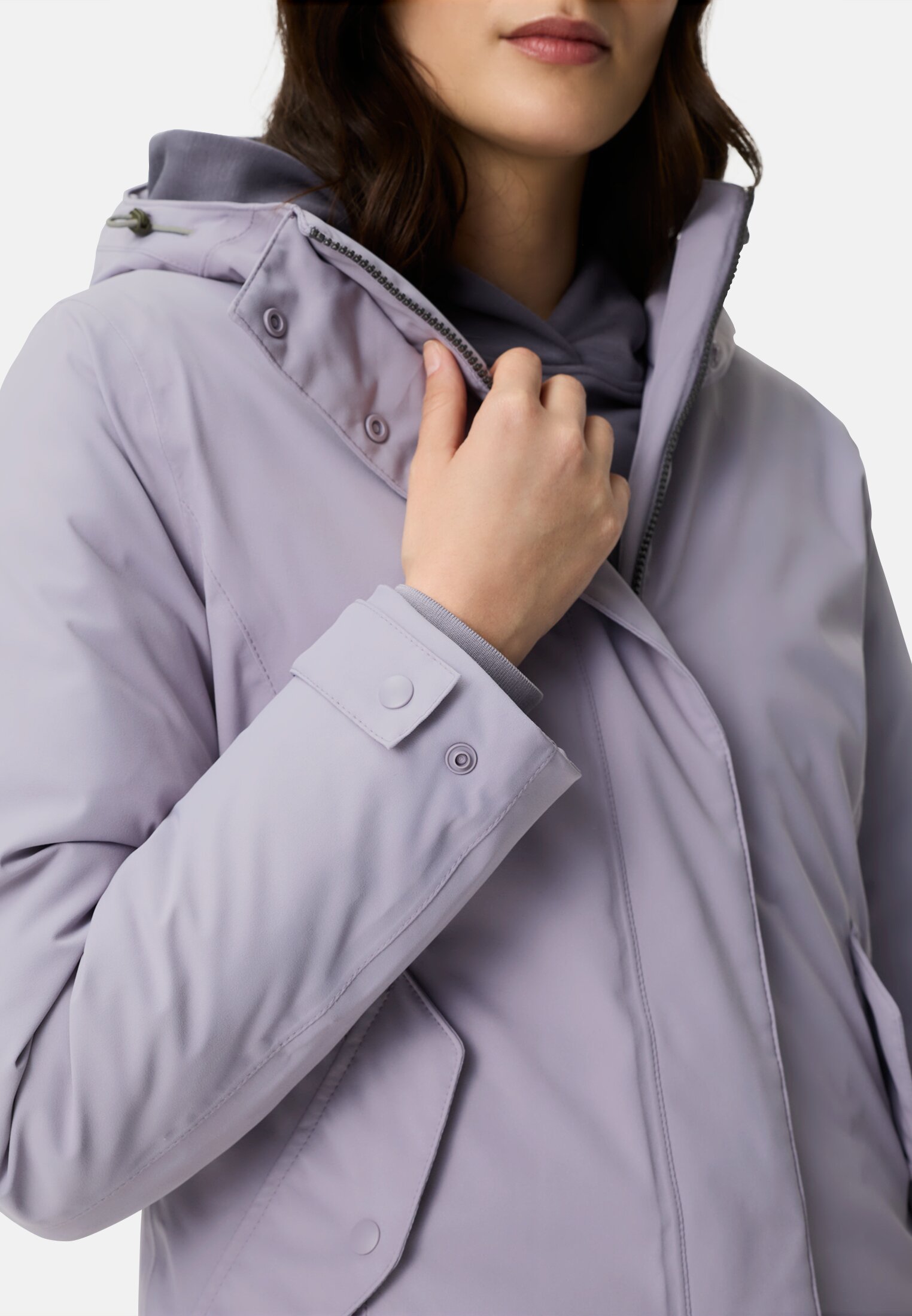 Women teXXXactive® Functional parka with reflective details Purple worn detail close