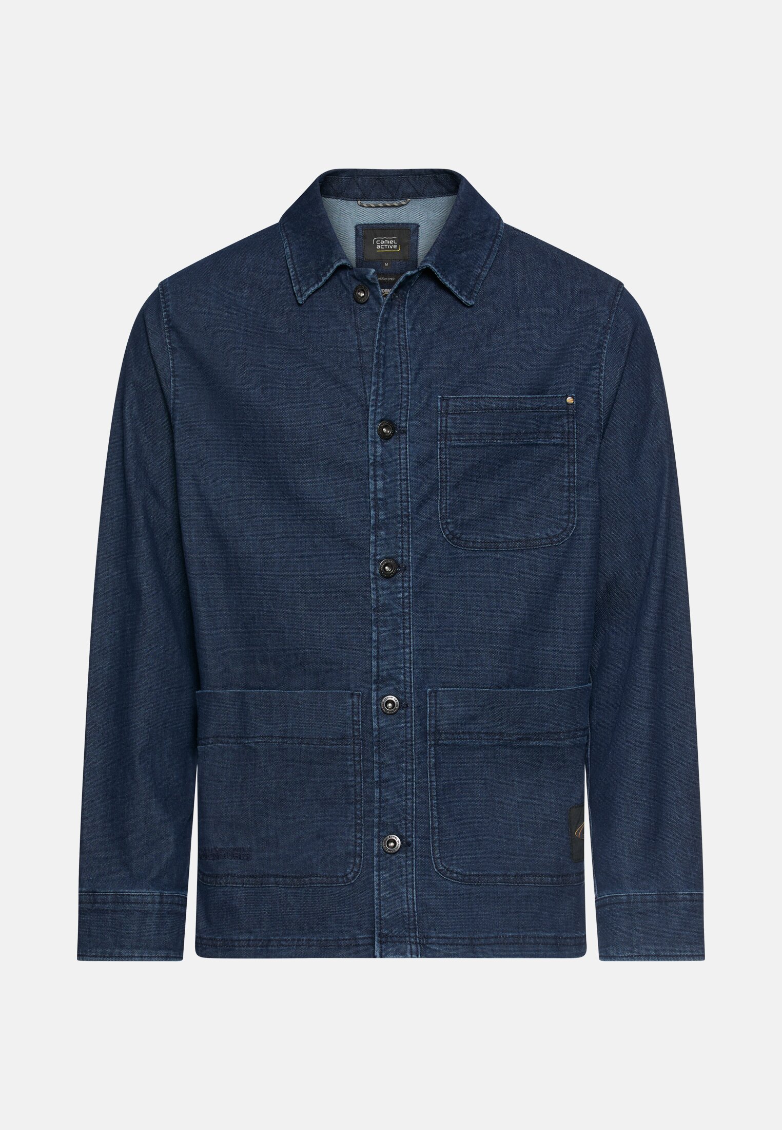 Herren Jeansovershirt mit Hemdkragen Indigoblau frontal vorn