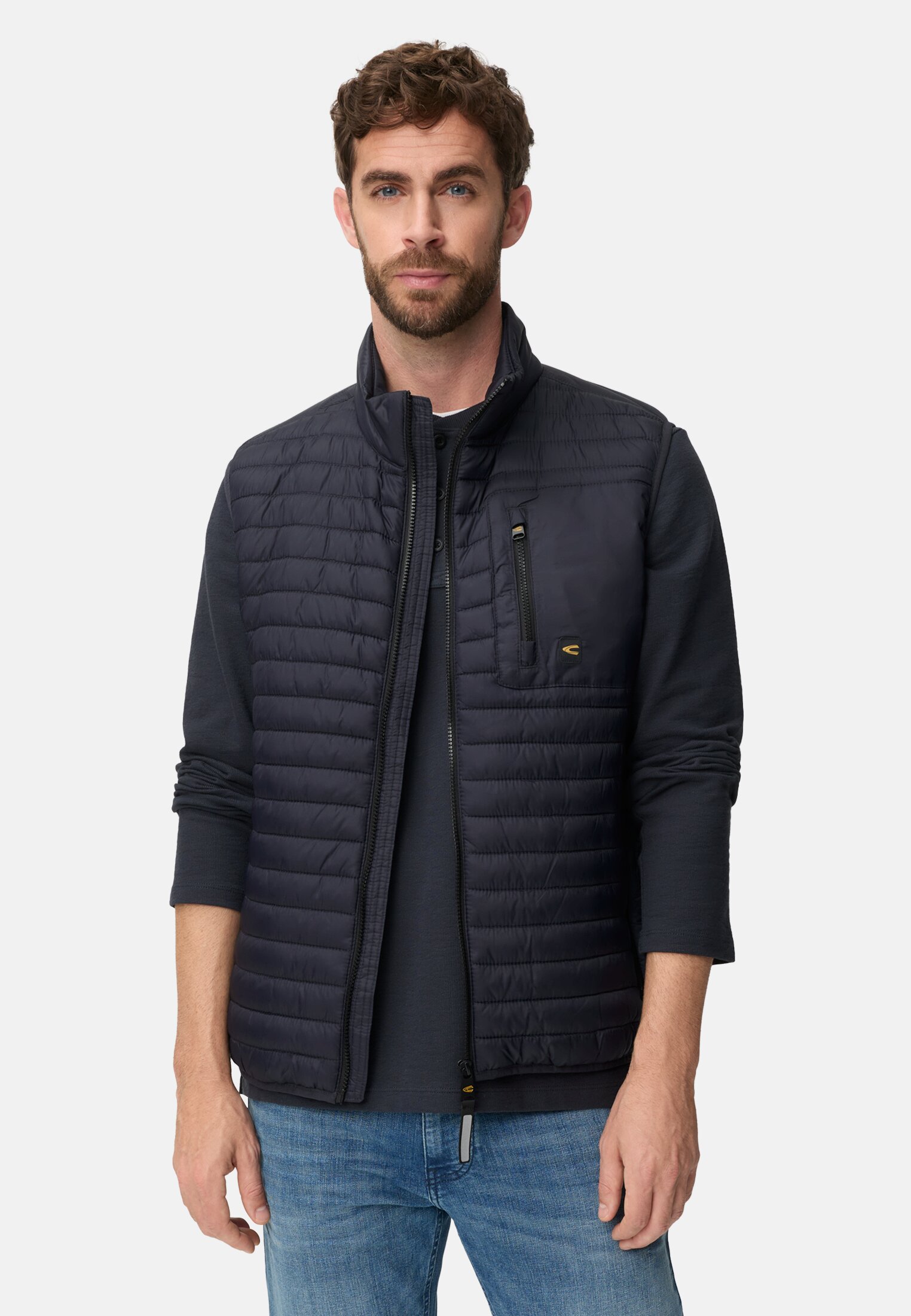 Men Vest with water-repellent function Navy Blue worn front