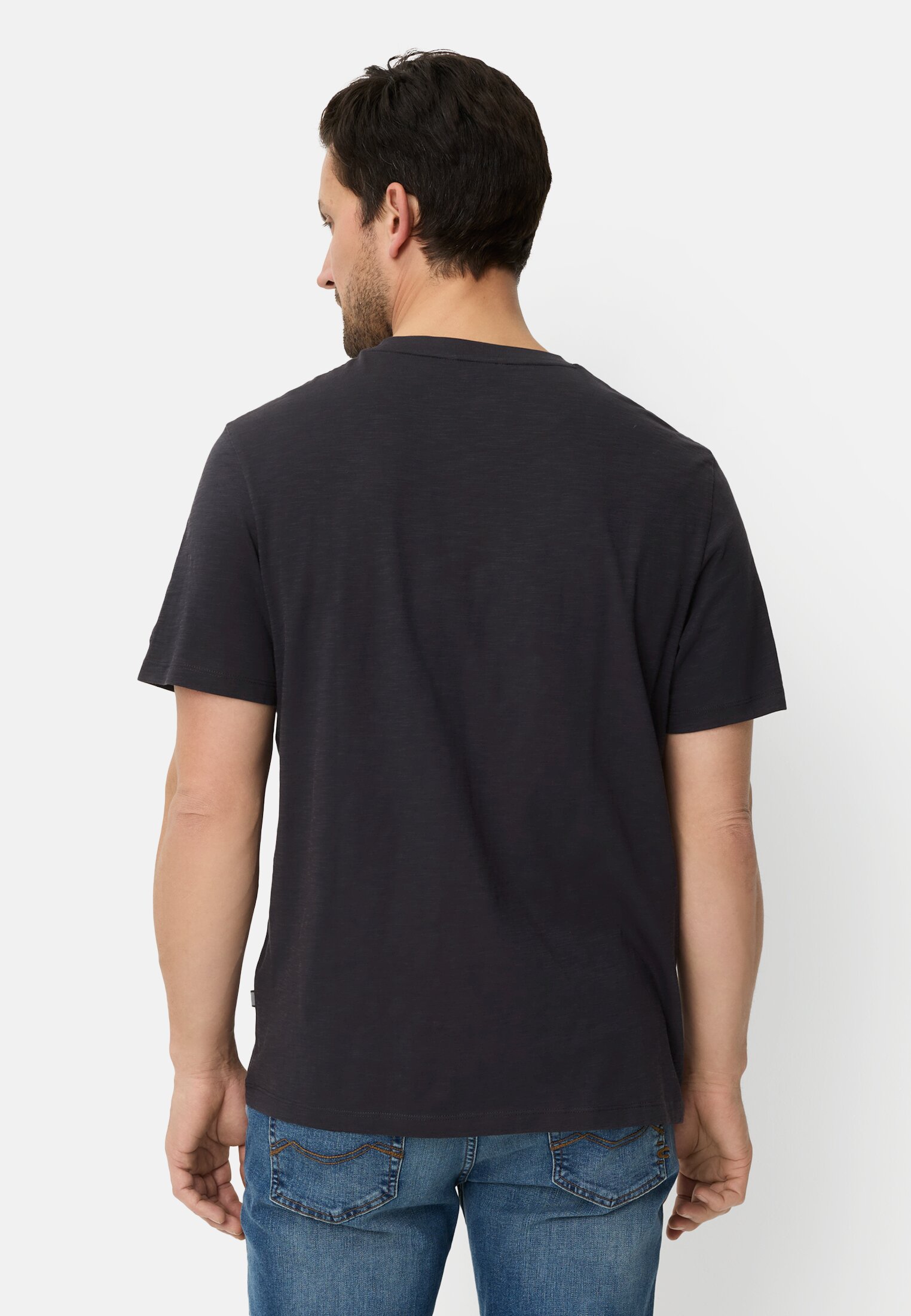 Men T-shirt made of pure cotton Dark Blue worn back