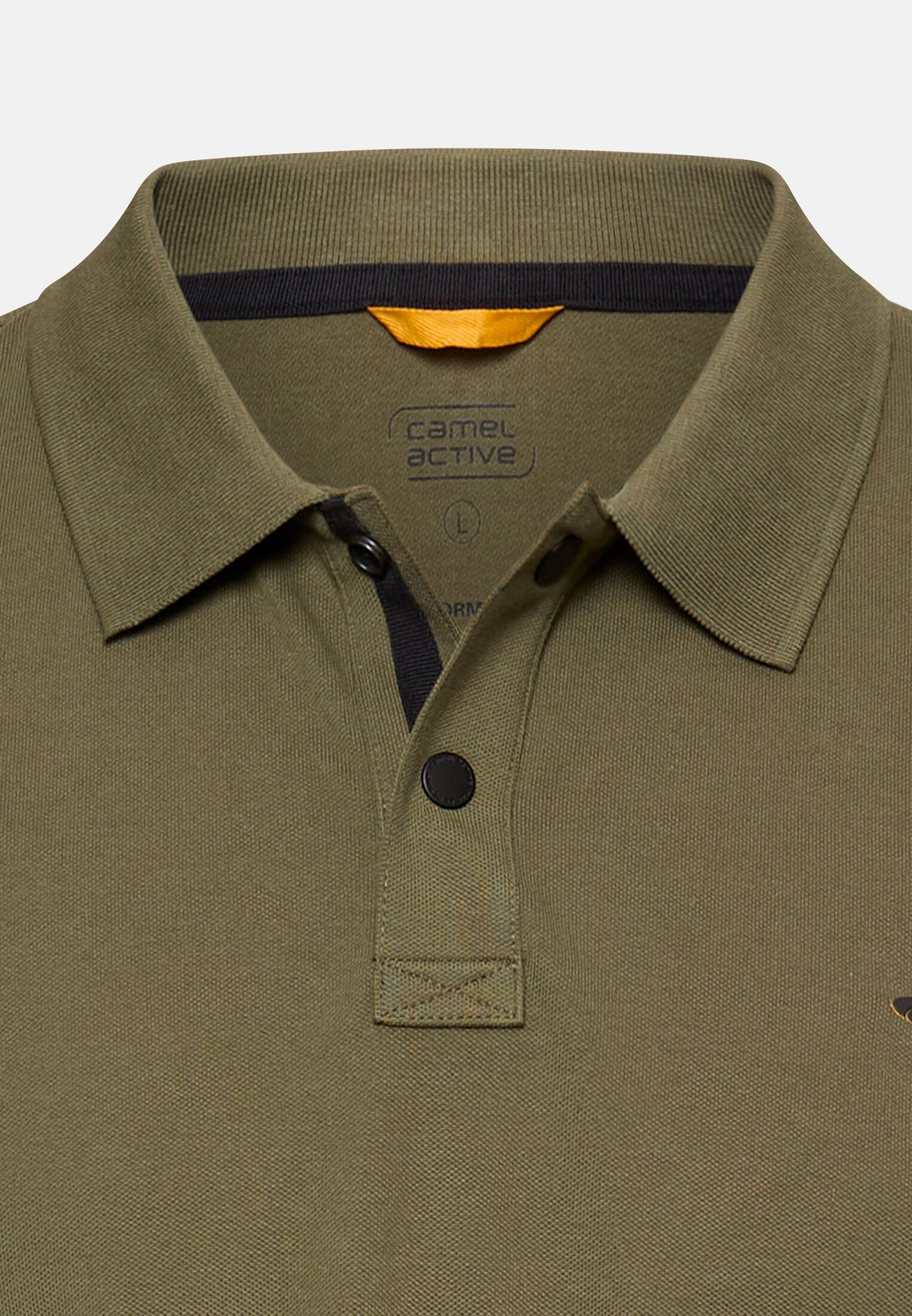 Men Polo shirt with contrast details Olive Green front close