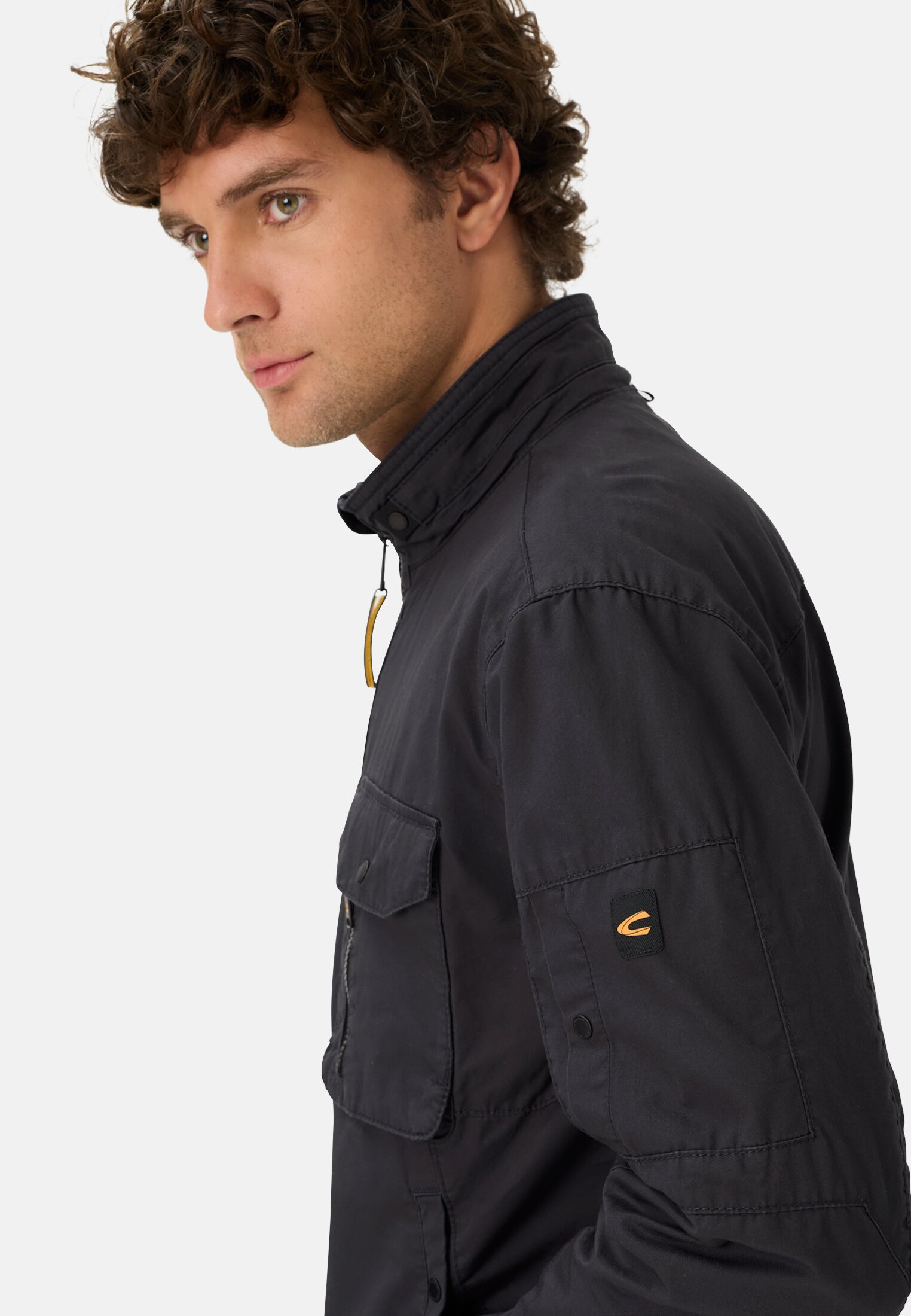 Men Blouson with stand-up collar Dark Blue worn detail close