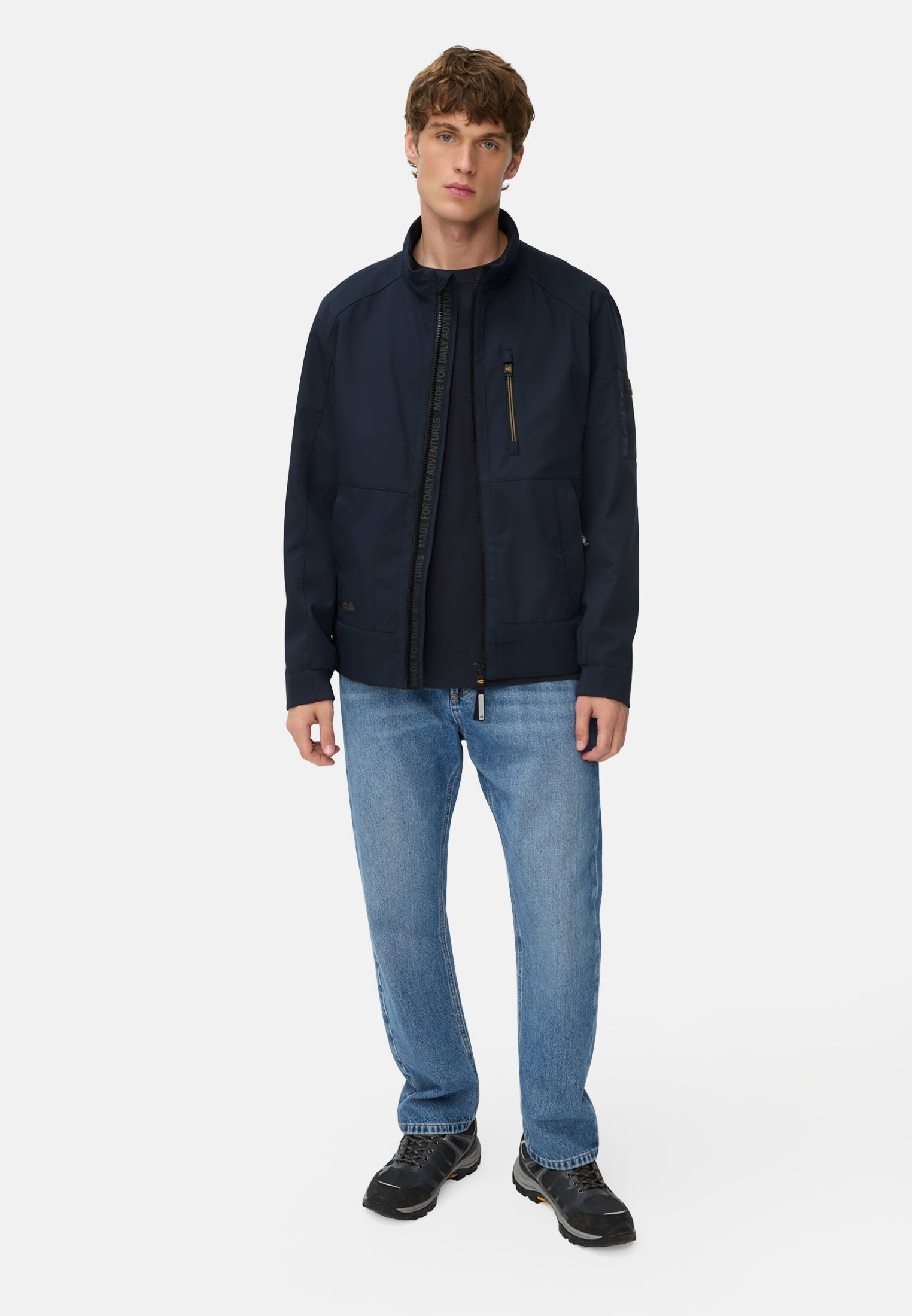 Men Blouson made of pure polyester Navy blue worn front full body