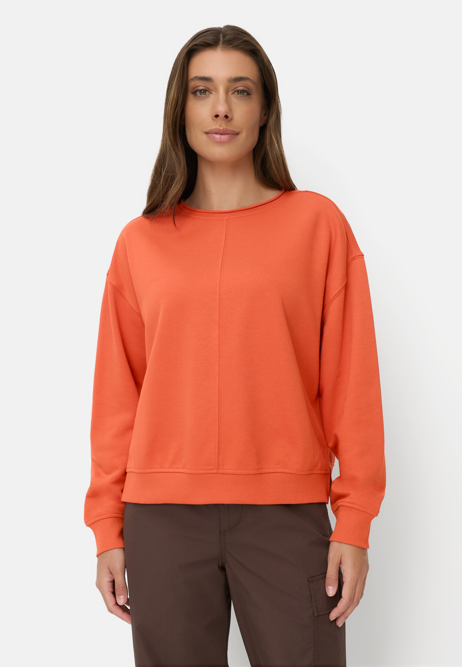 Vrouwen Sweatshirt van katoenmix Oranje gedragen voor