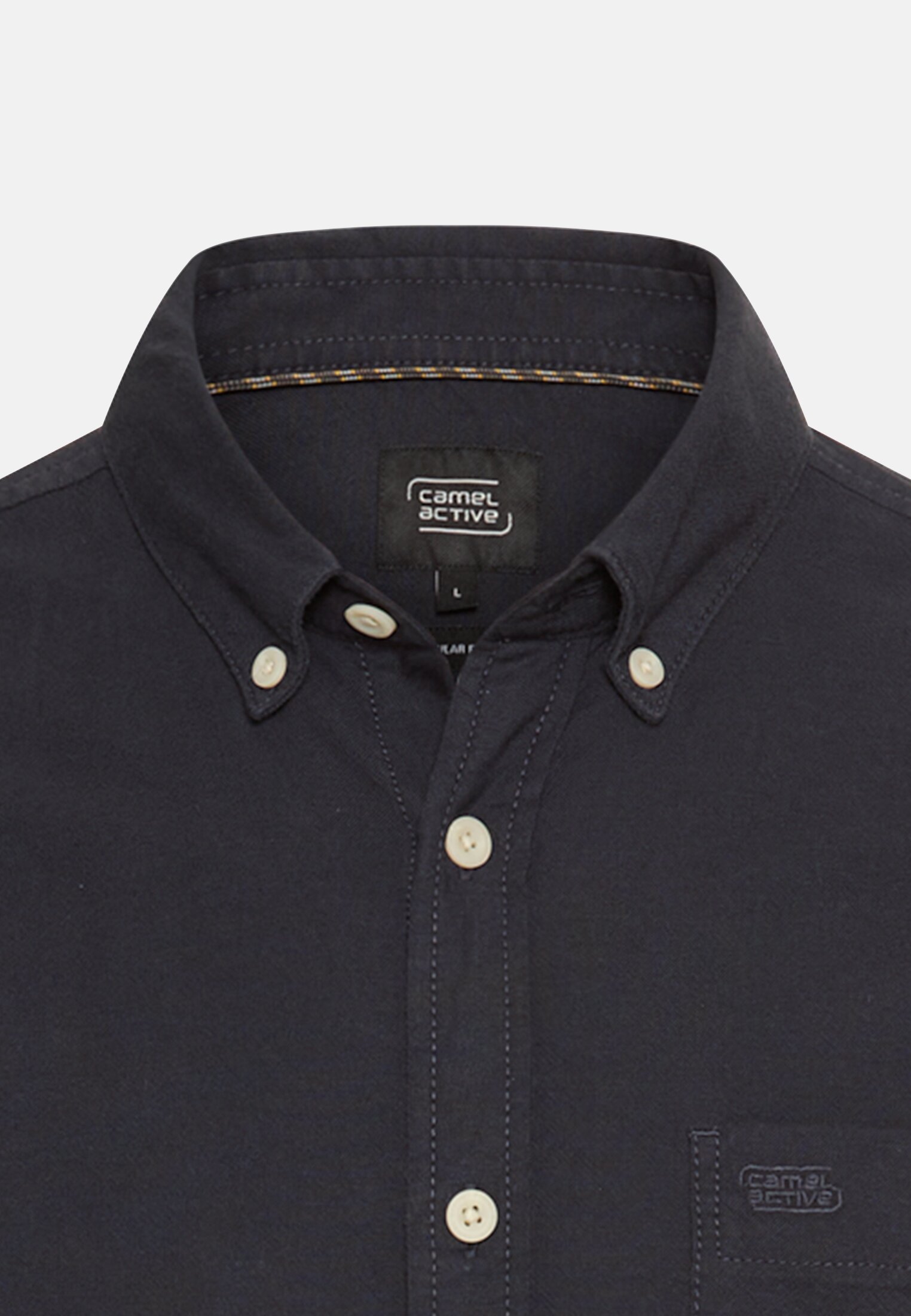 Herren Langarm Shirt mit antibakterieller Funktion Navyblau vorne nah