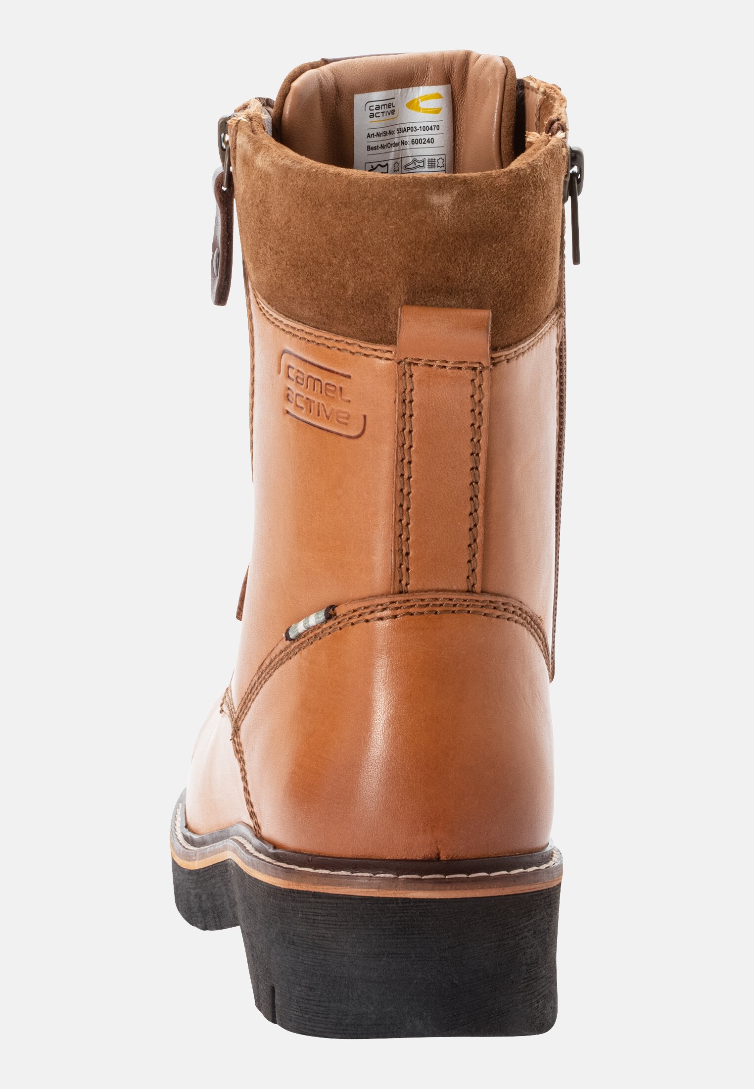 Women ISA Boot made of genuine leather Cognac