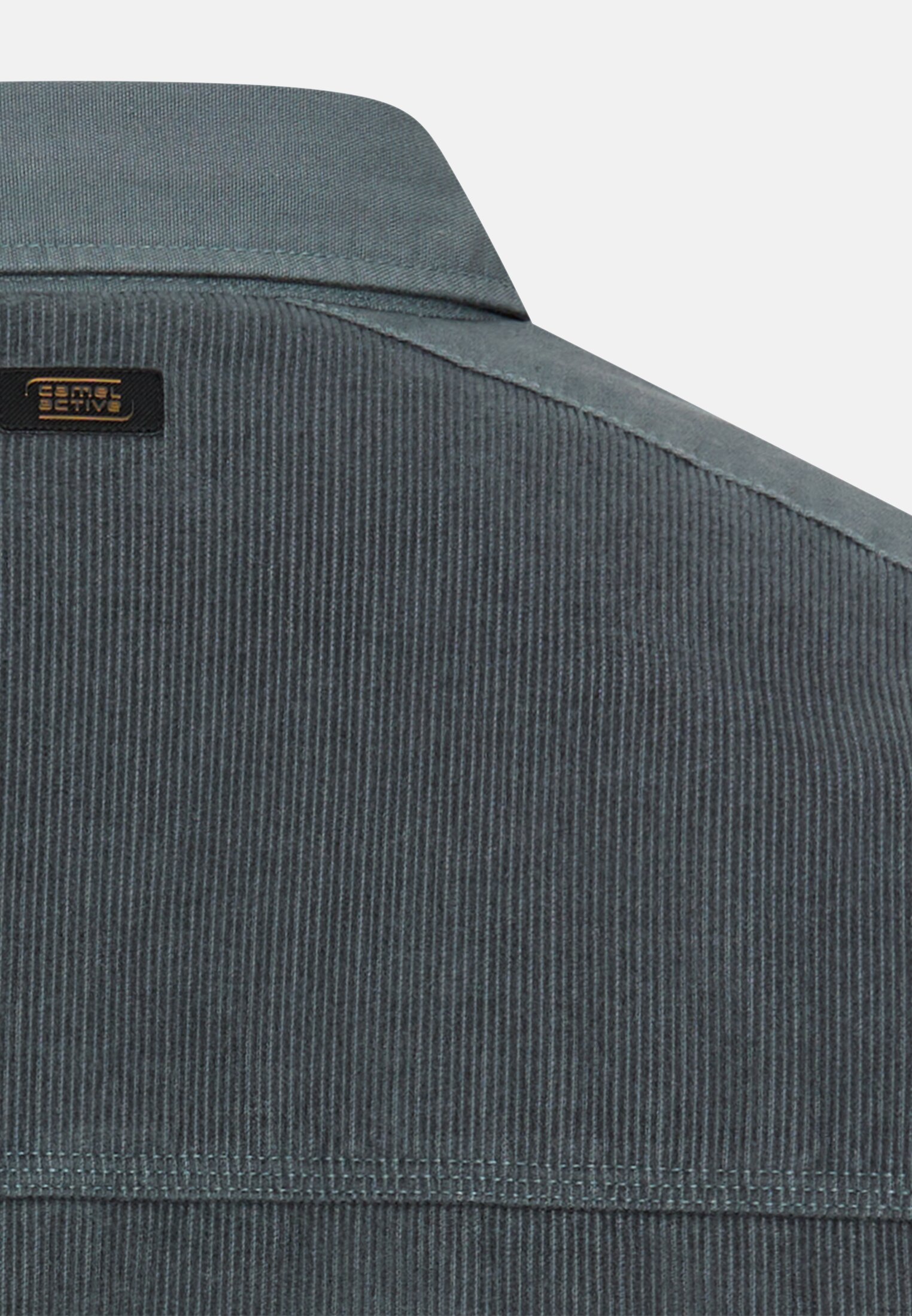 Men Cord overshirt with teddy fleece Ink blue close back