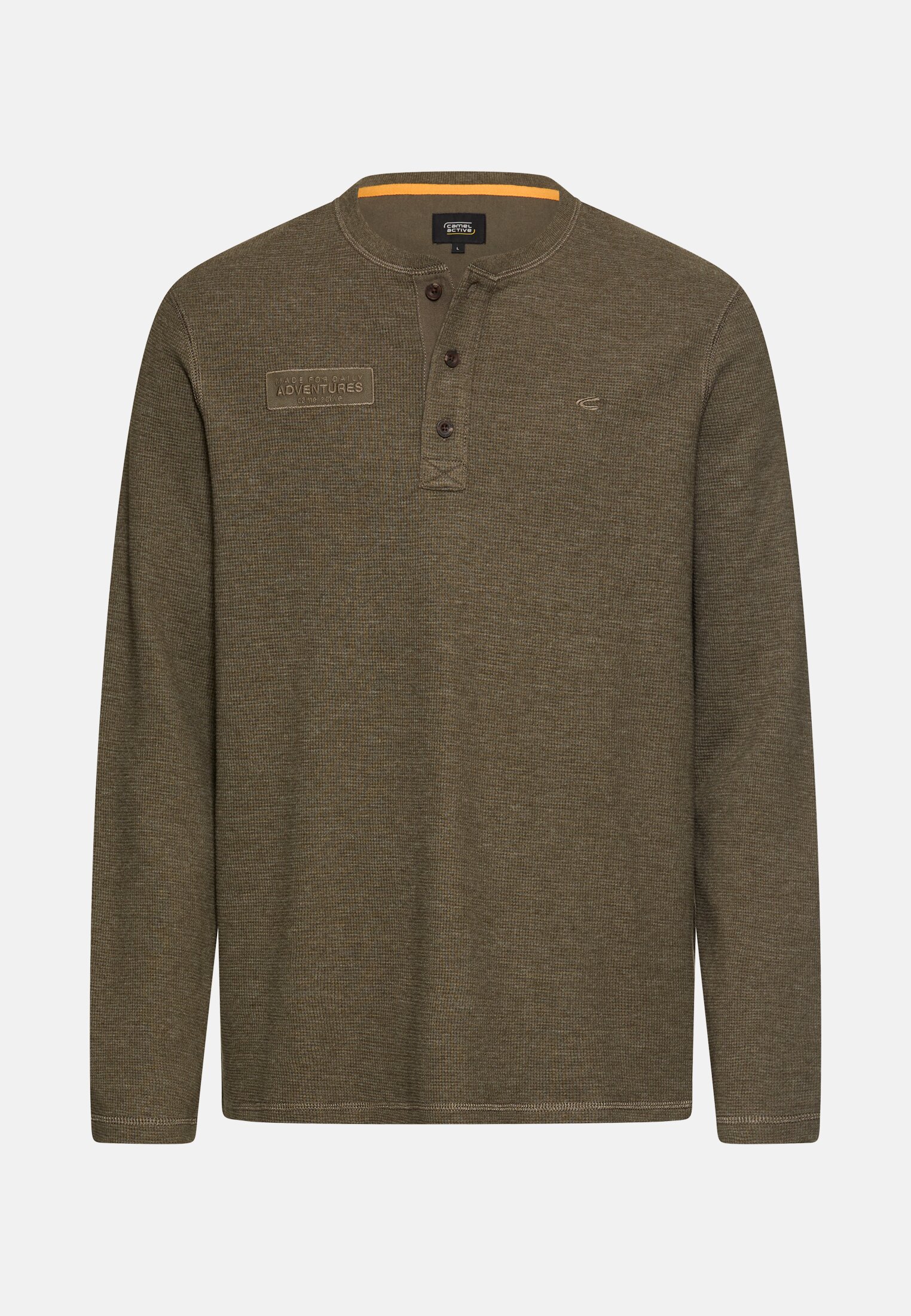 Herren Henley-Shirt aus Organic Cotton Olivgrün frontal vorn