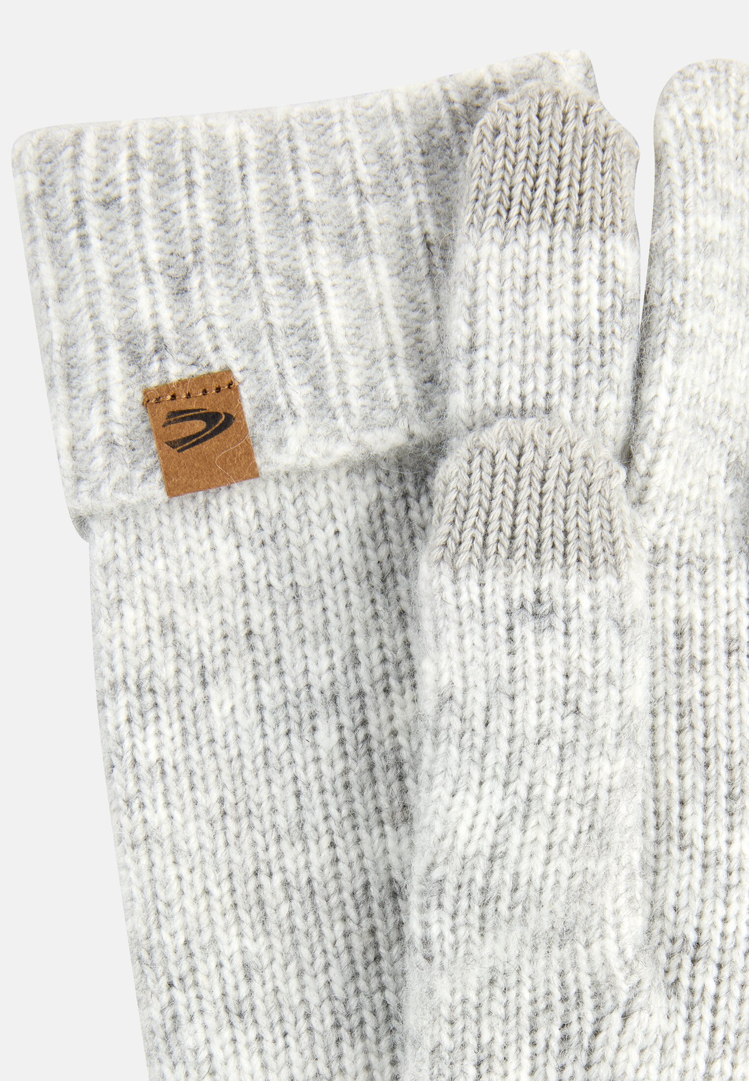 Damen Strickhandschuhe aus weichem Materialmix Grau vorne nah