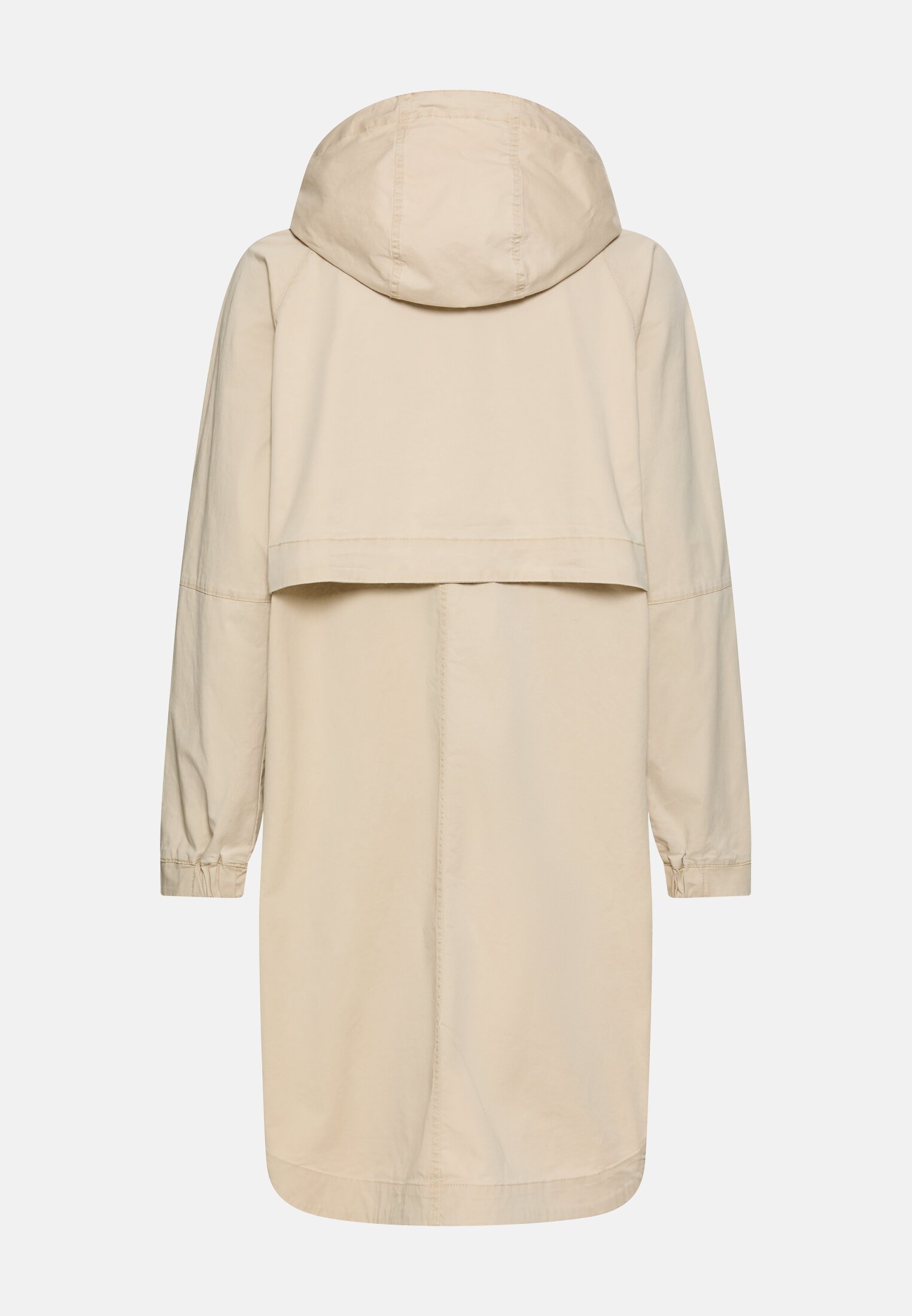 Women Coat with adjustable hood Sand frontal back