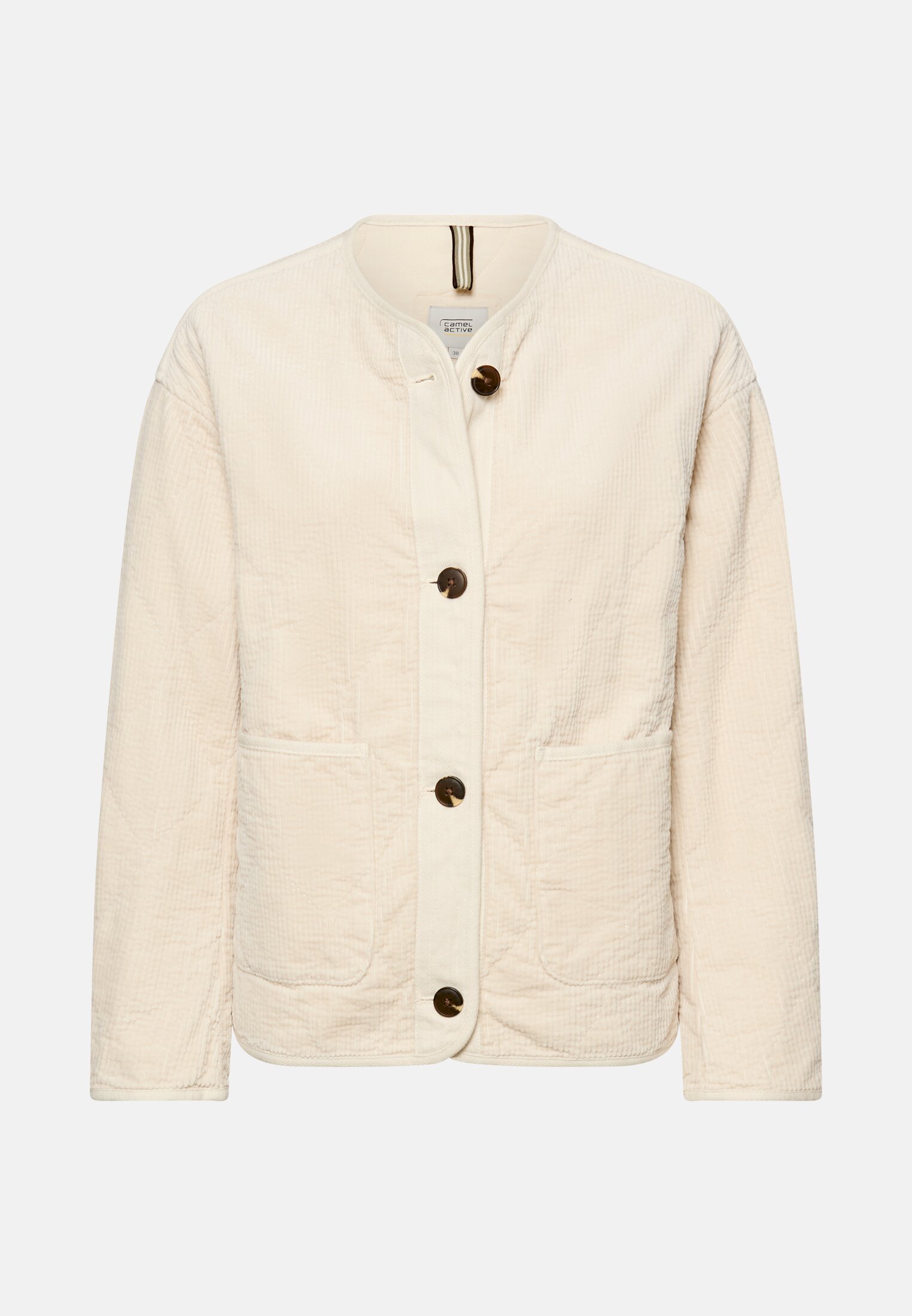 Damen Gefütterter Cordblazer mit Wattierung Perlweiß frontal vorn