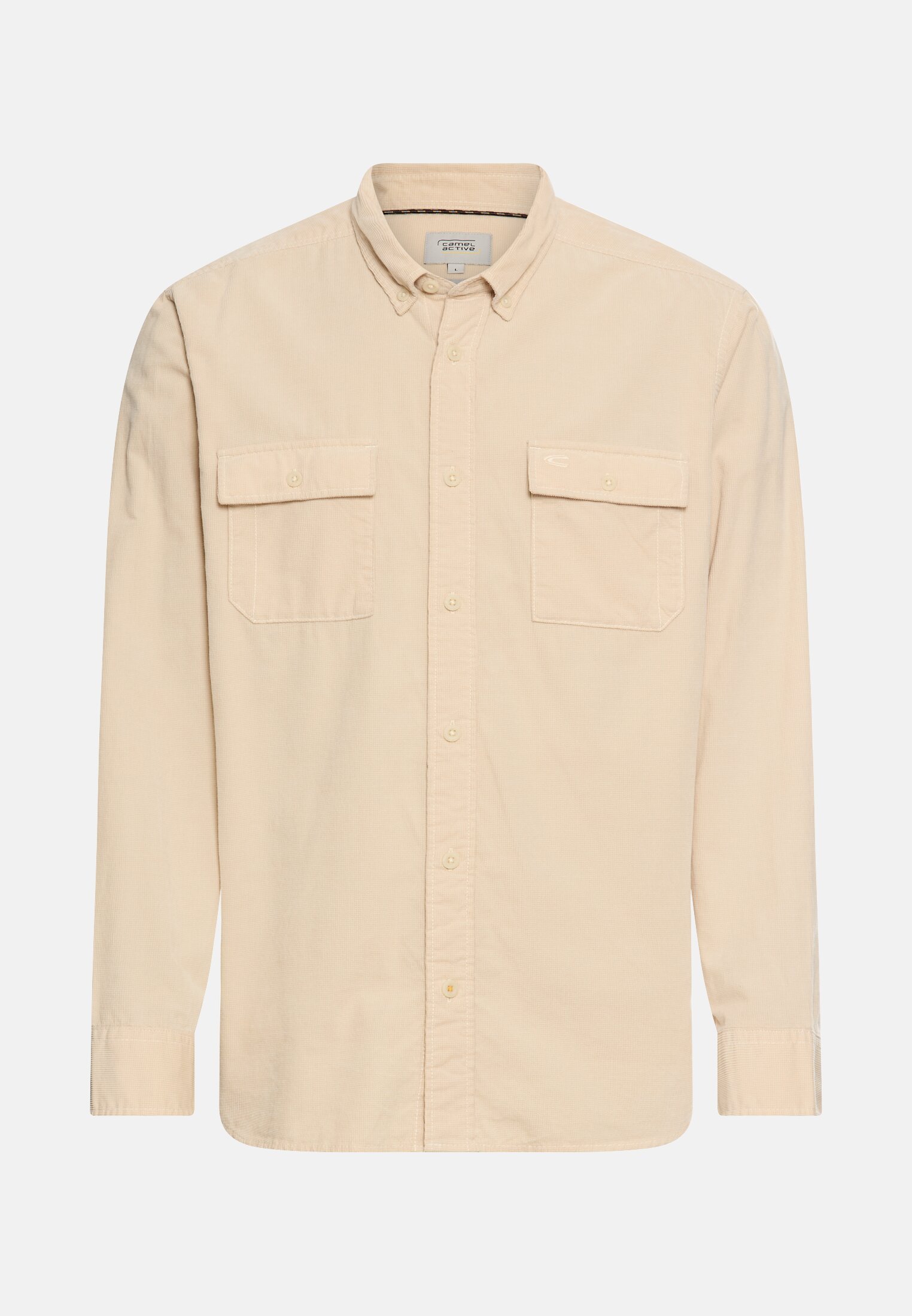 Men Long-sleeved shirt with patch pockets Oats frontal front