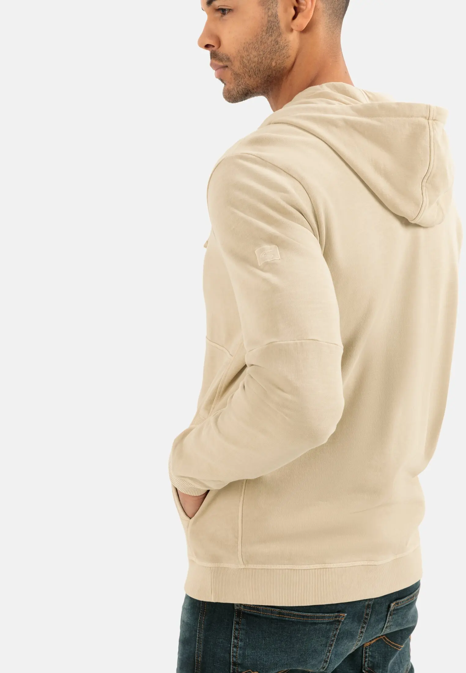 Kapuzen-Sweatjacke für Herren in Beige | XXL