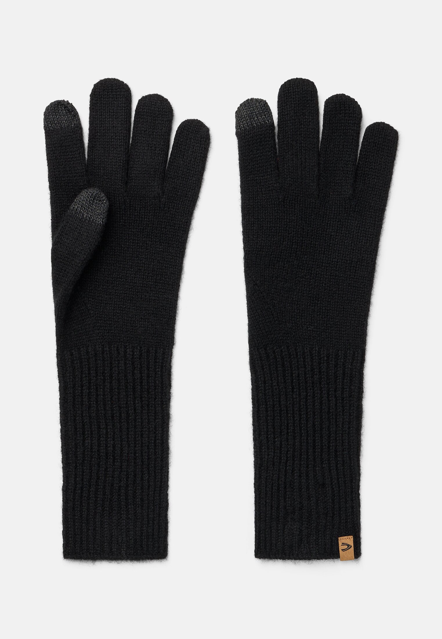 Damen Strickhandschuhe aus Kaschmir Schwarz frontal vorn