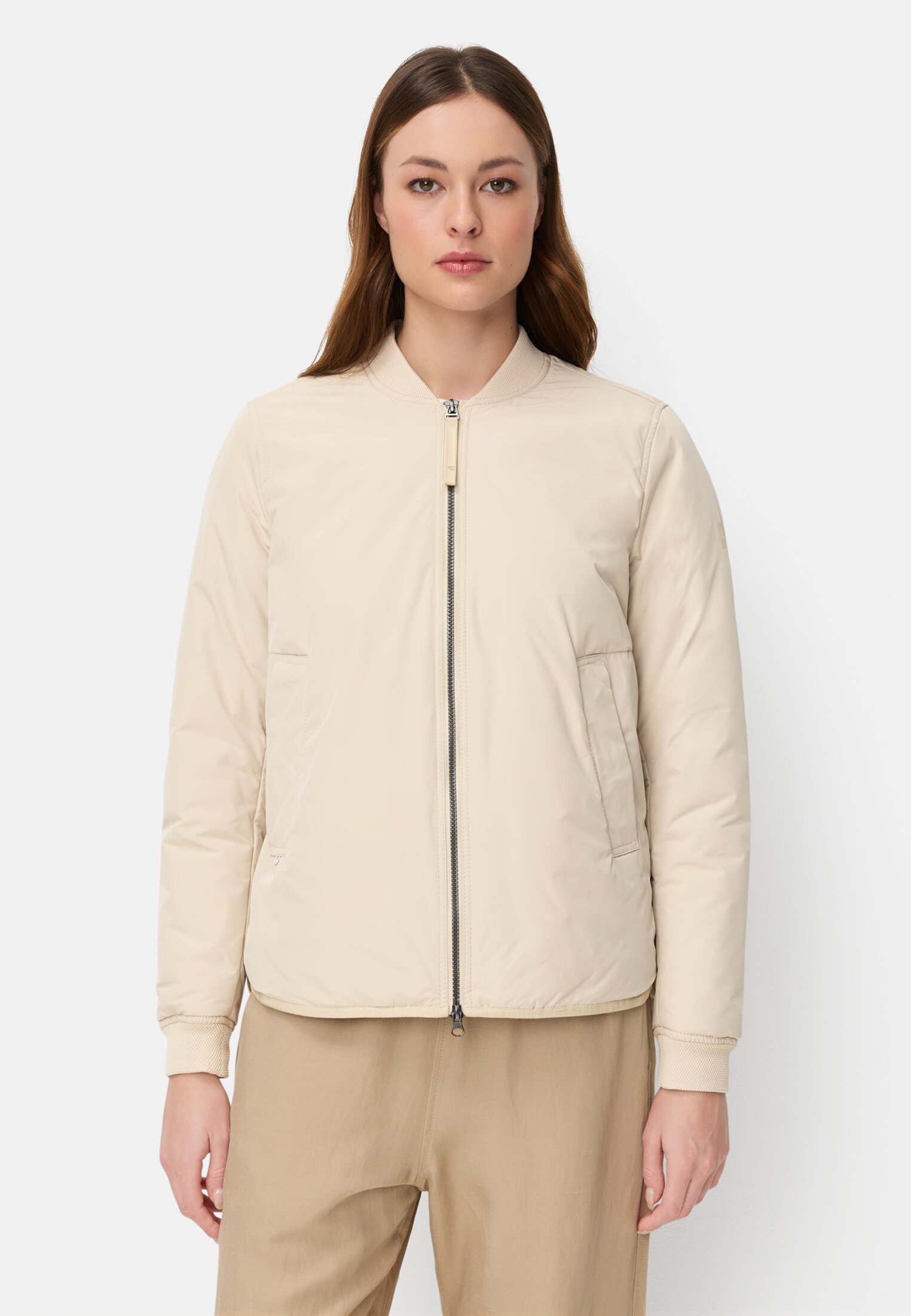 Damen Jacke mit 2-Wege-Reißverschluss Eiche getragen vorn