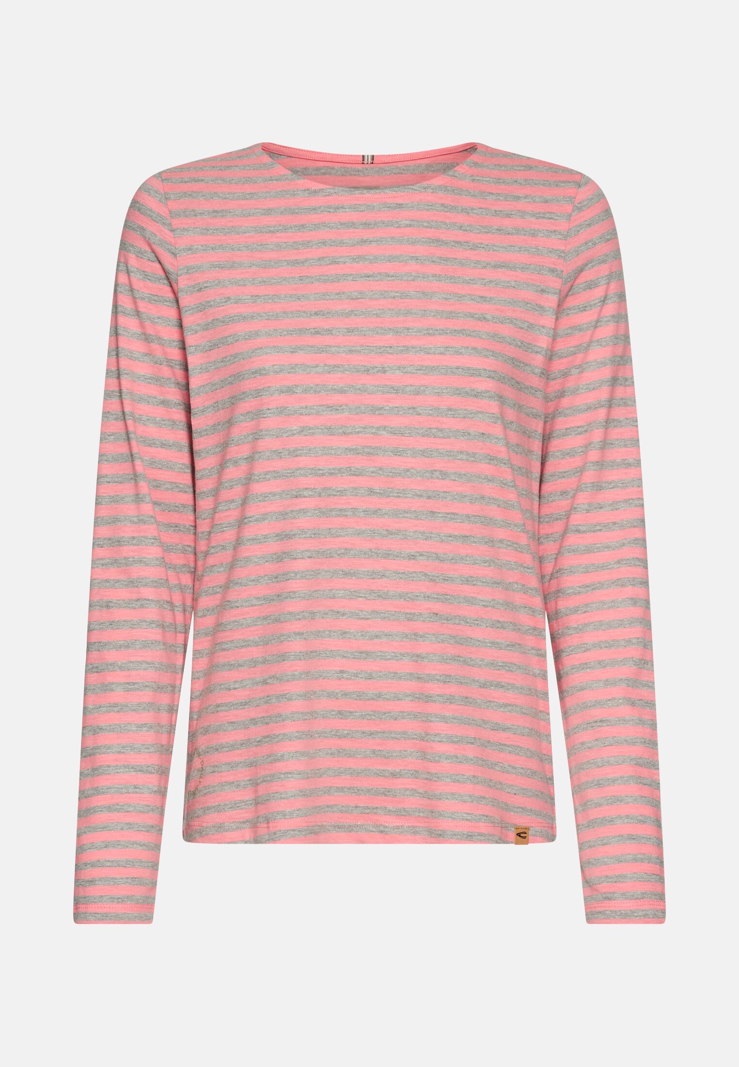 Damen Langarmshirt aus reiner Baumwolle Grau frontal vorn
