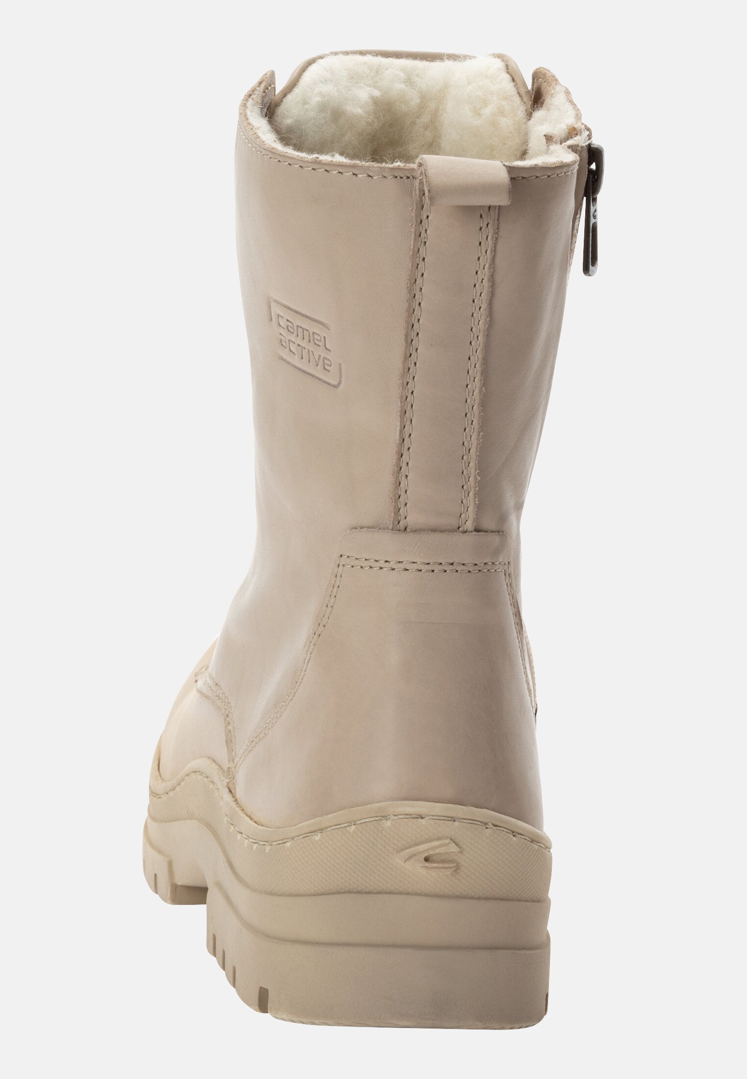 Damen Schnürstiefel aus Rindsleder Beige vorne nah