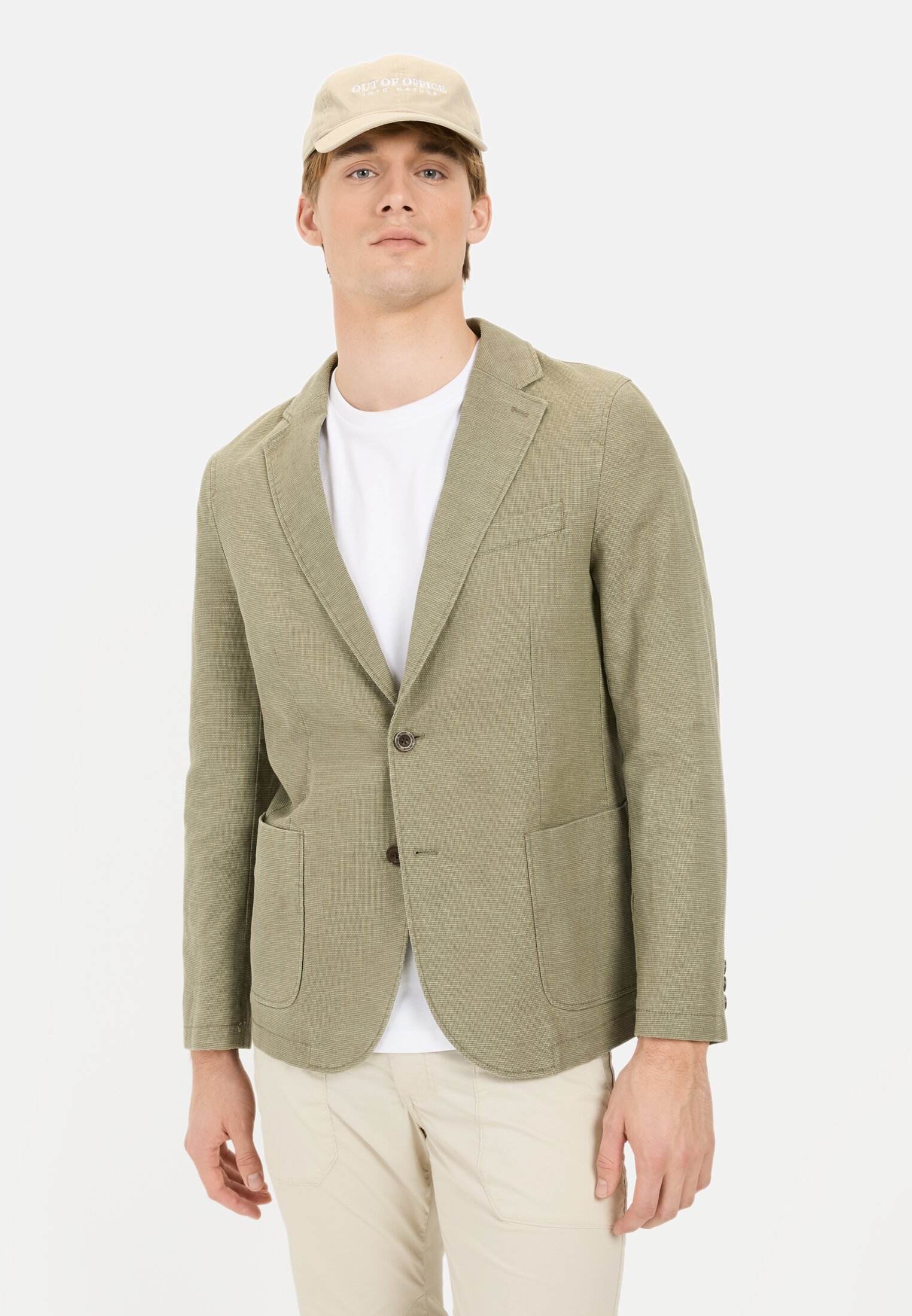 Men Casual blazer with 2-button closure Green worn front