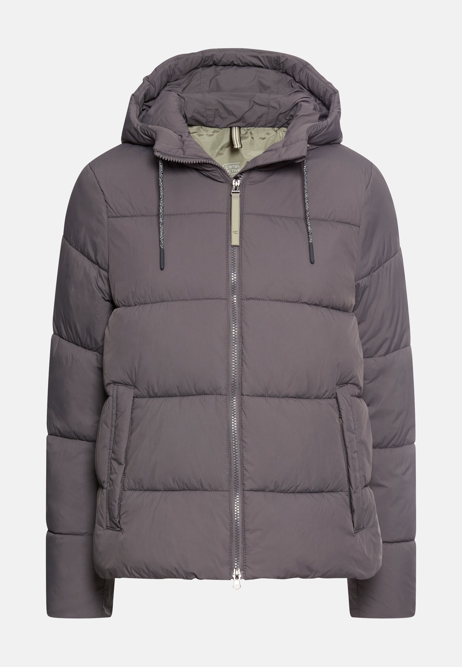 Damen Pufferjacke mit Kapuze Schiefer frontal vorn