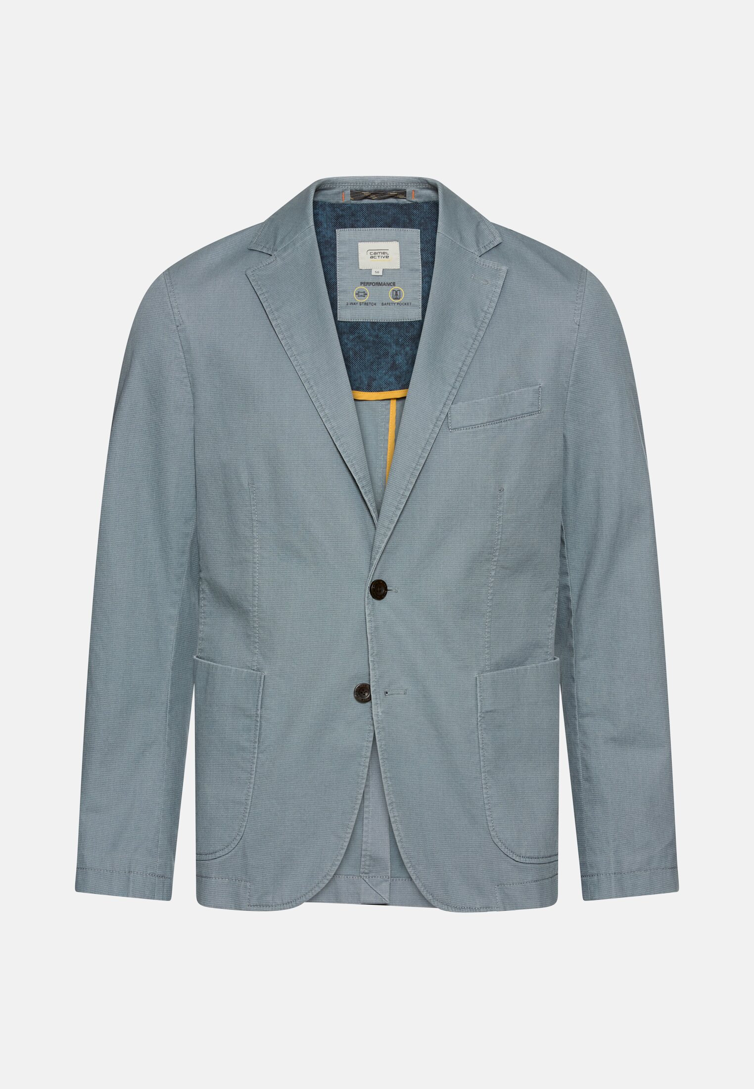 Heren Elastisch colbert met veiligheidszak Stormblauw frontaal voor