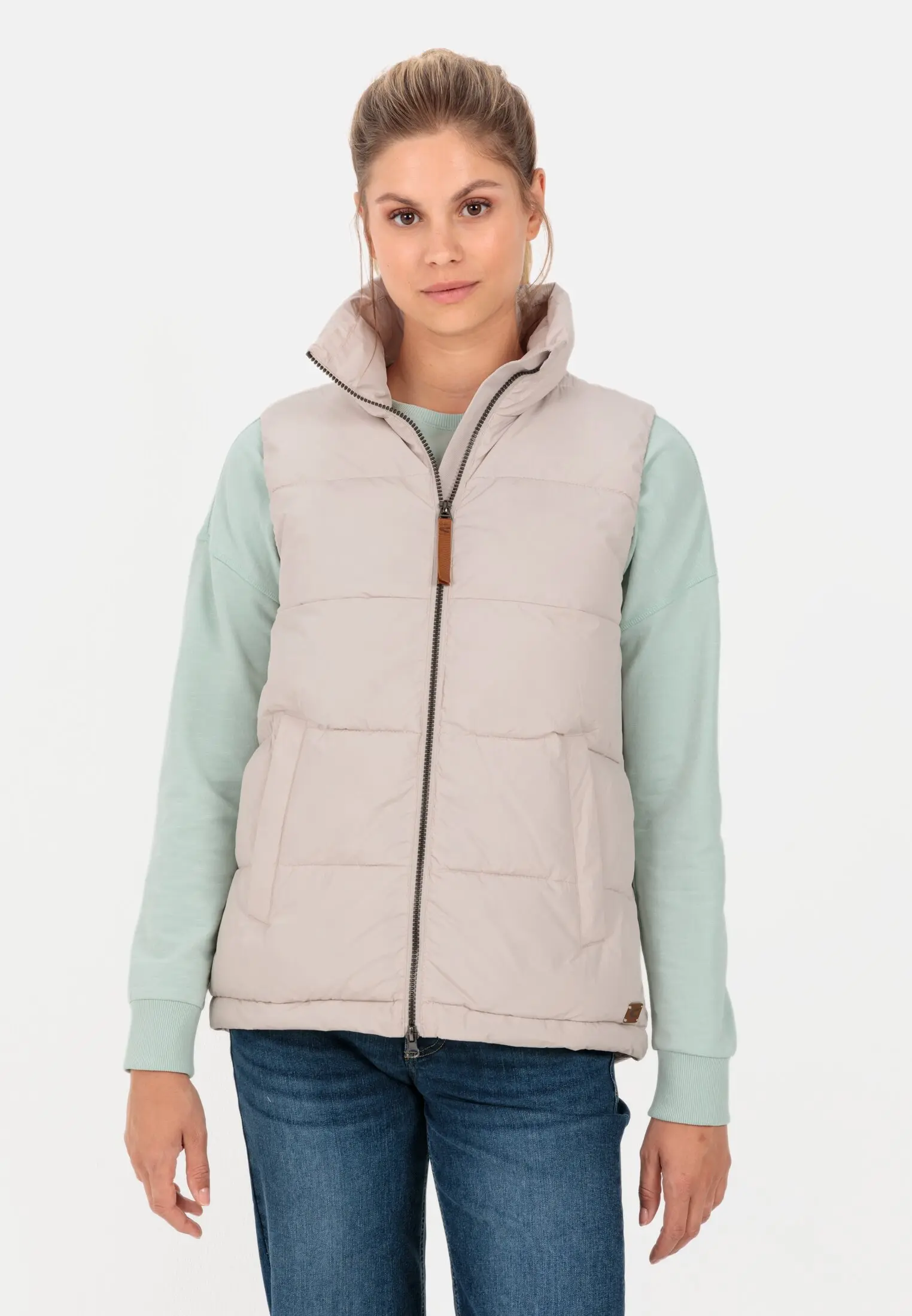 Quilted waistcoat for Women in beige camel active