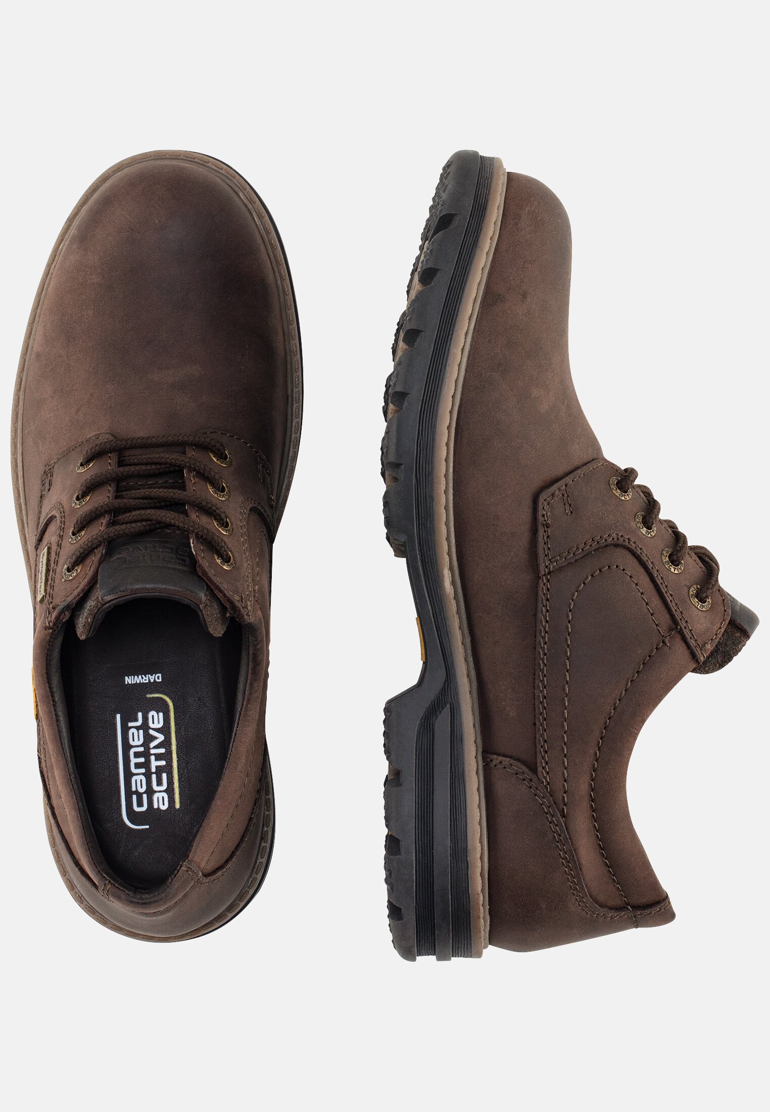 MI_CADW006-0400-360_1G-00 Herren Schnürschuhe aus echtem Nubukleder Braun frontal oben