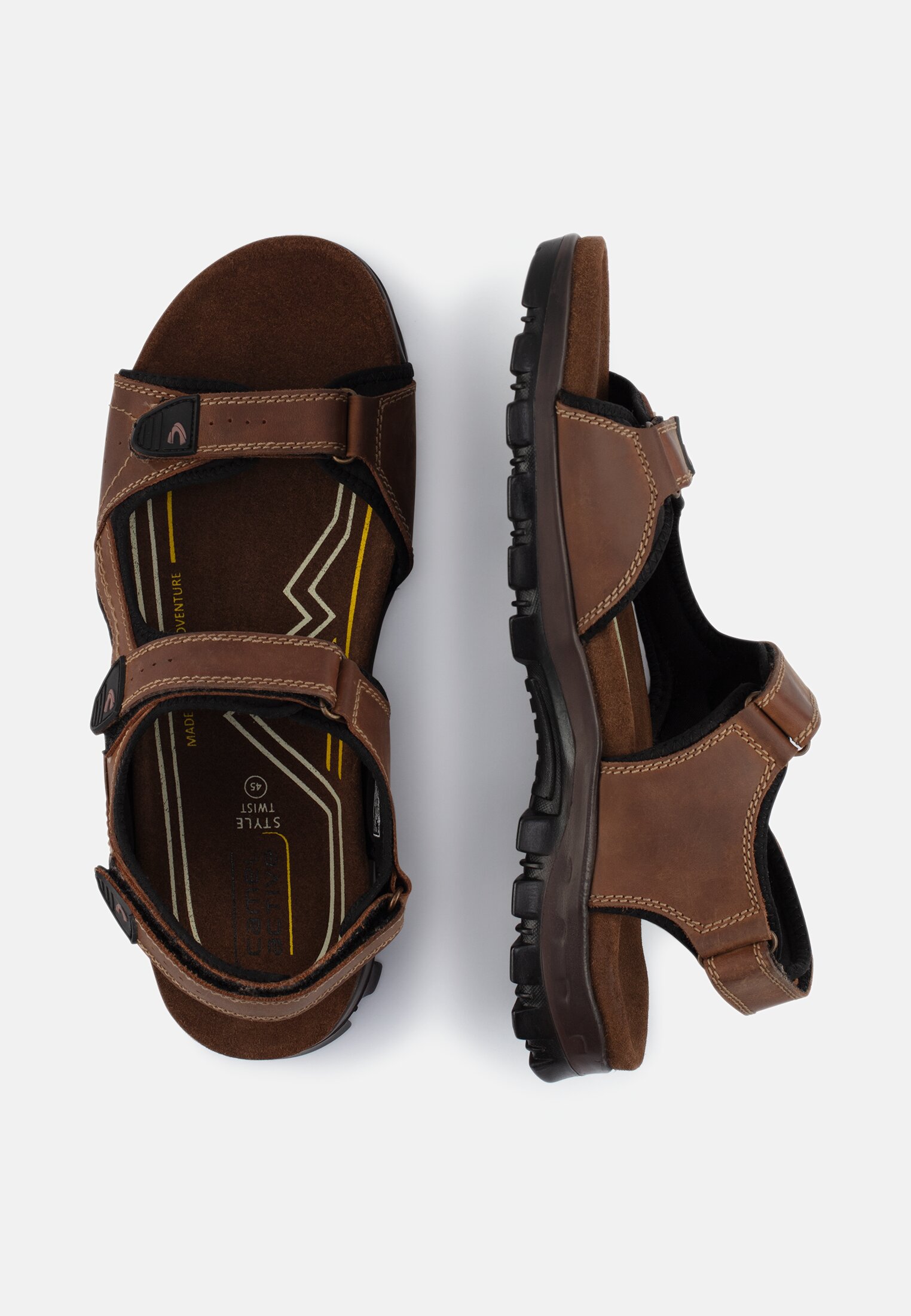 MI_56TWA01-0180-470_1G-00 Heren Sandalen van geperforeerd leer Licht bruin frontaal van boven