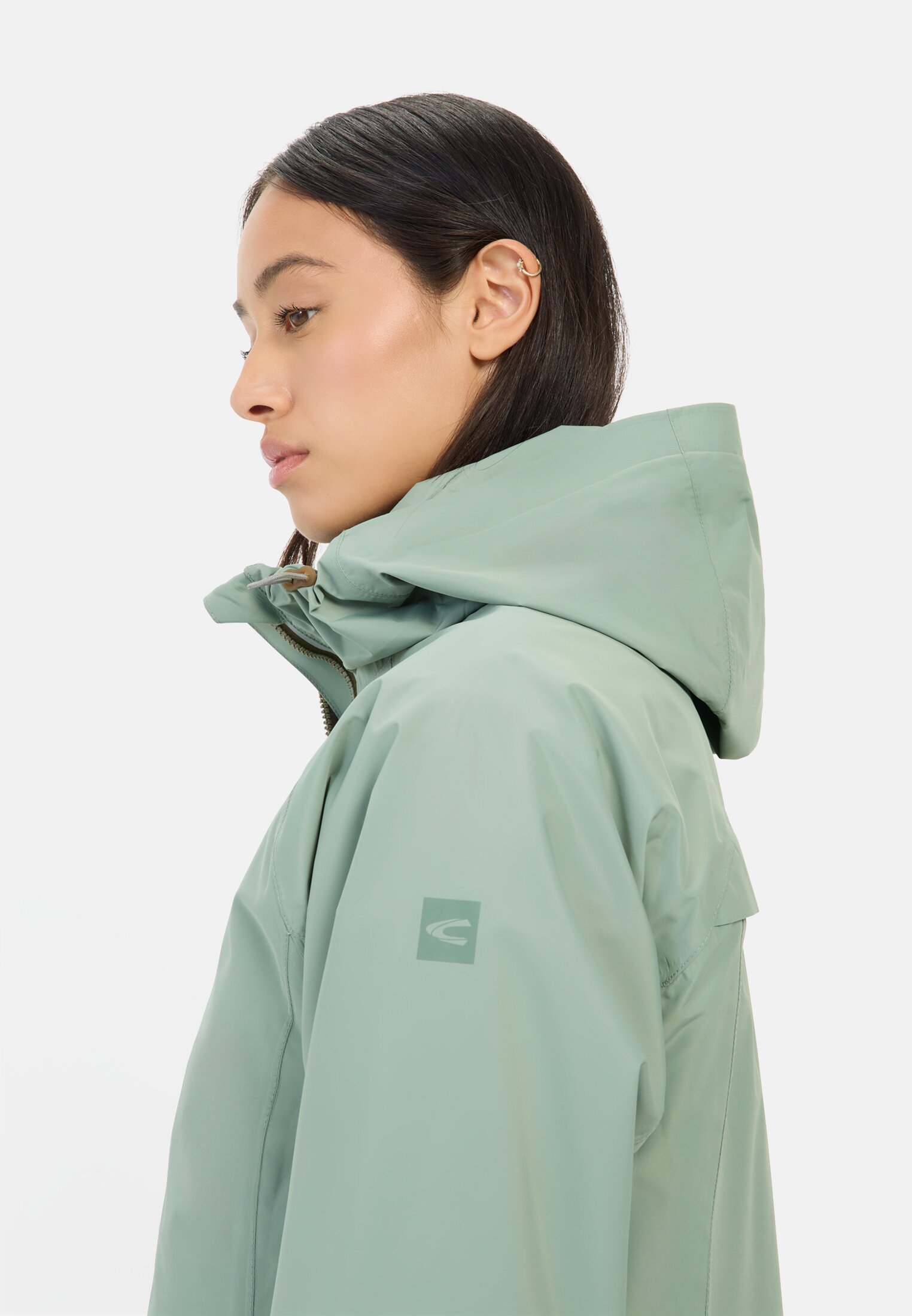 Women teXXXactive® functional coat with hood Mintgreen worn detail close