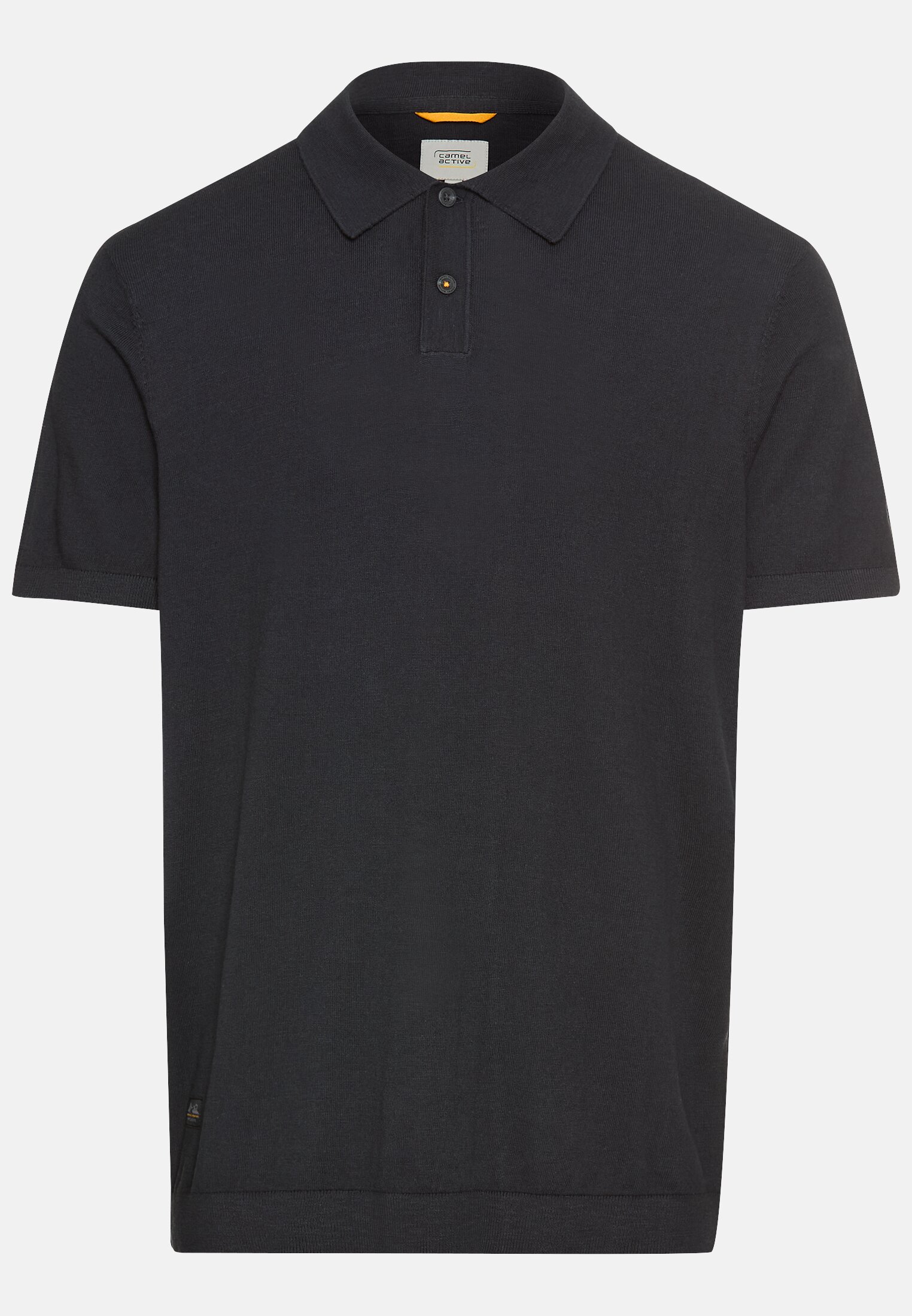 Herren Leichtes Strick-Polo mit Polokragen und kurzen Ärmeln Navyblau frontal vorn