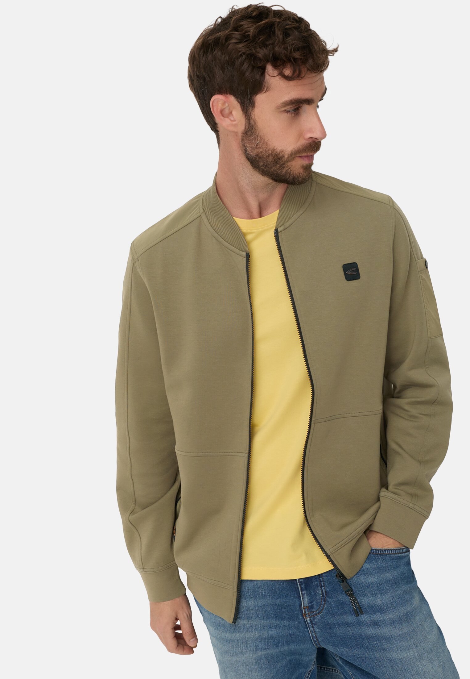 Herren fleXXXactive® Sweatjacke mit Reißverschluss Olivgrün getragen emotional