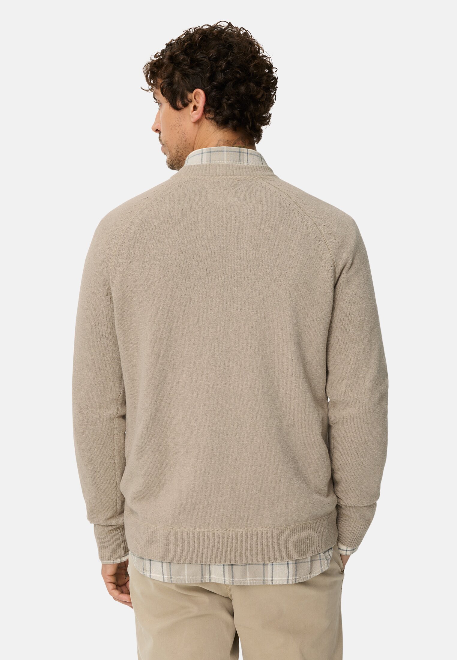 Men Pullover with crew neck Beige worn back