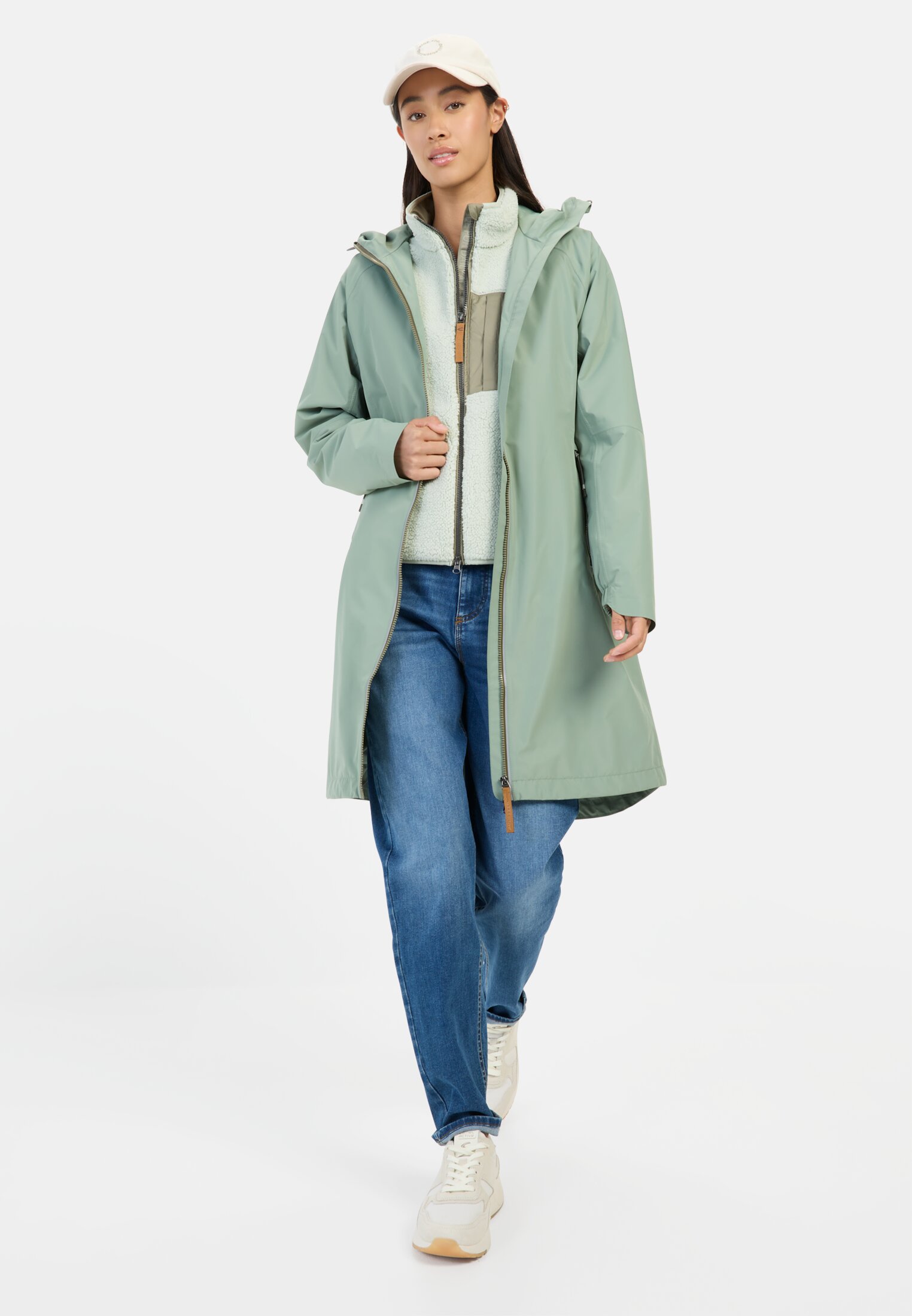 Women teXXXactive® functional coat with hood Mintgreen worn front full body