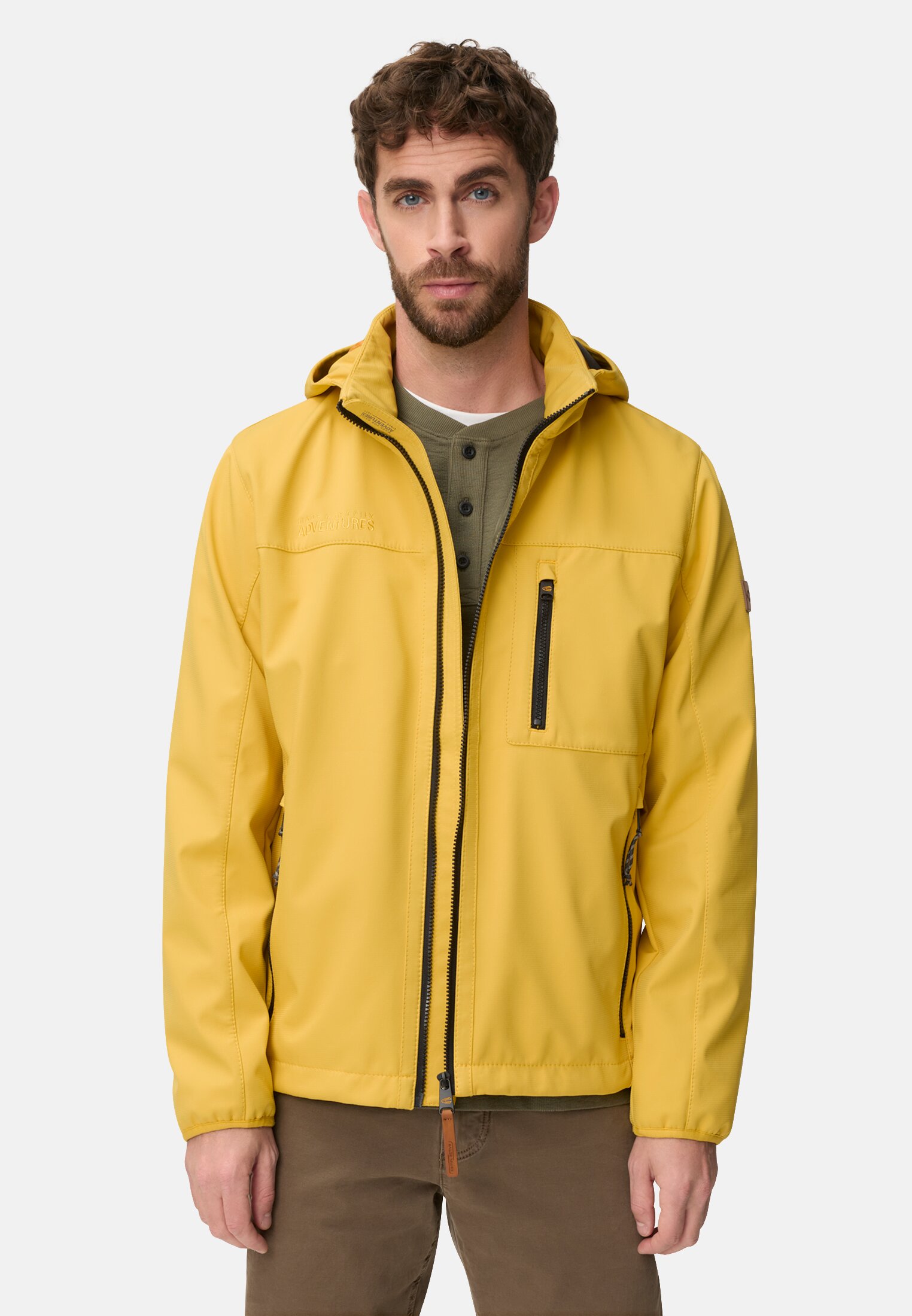 Herren Blouson mit abnehmbarer Kapuze Sonnengelb getragen vorn