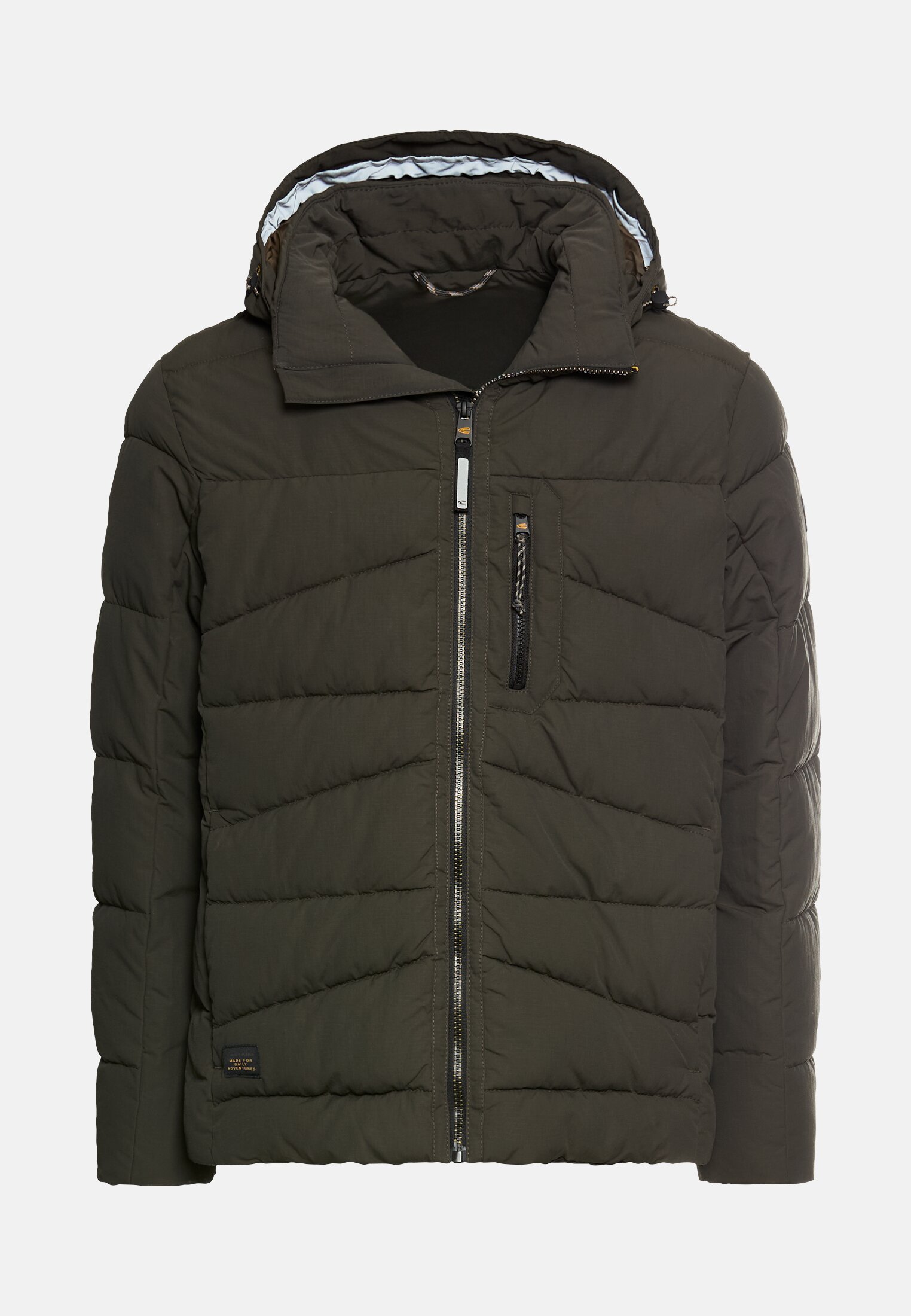 Herren Winterjacke mit abnehmbarer Kapuze Dunkelbraun frontal vorn