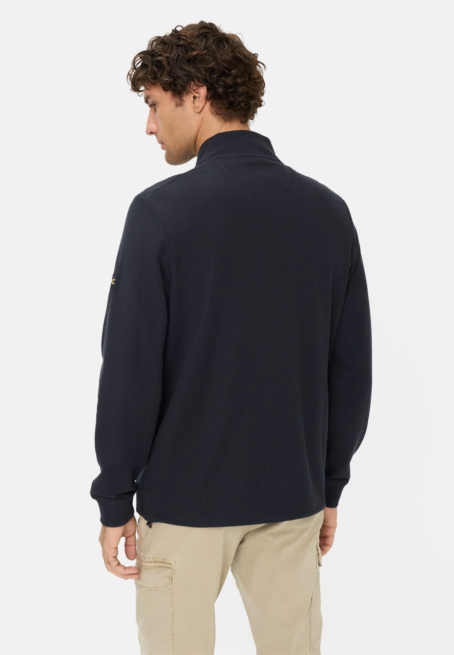 Heren Sweatvest met verstelbare trekkoord Donkerblauw gedragen achter