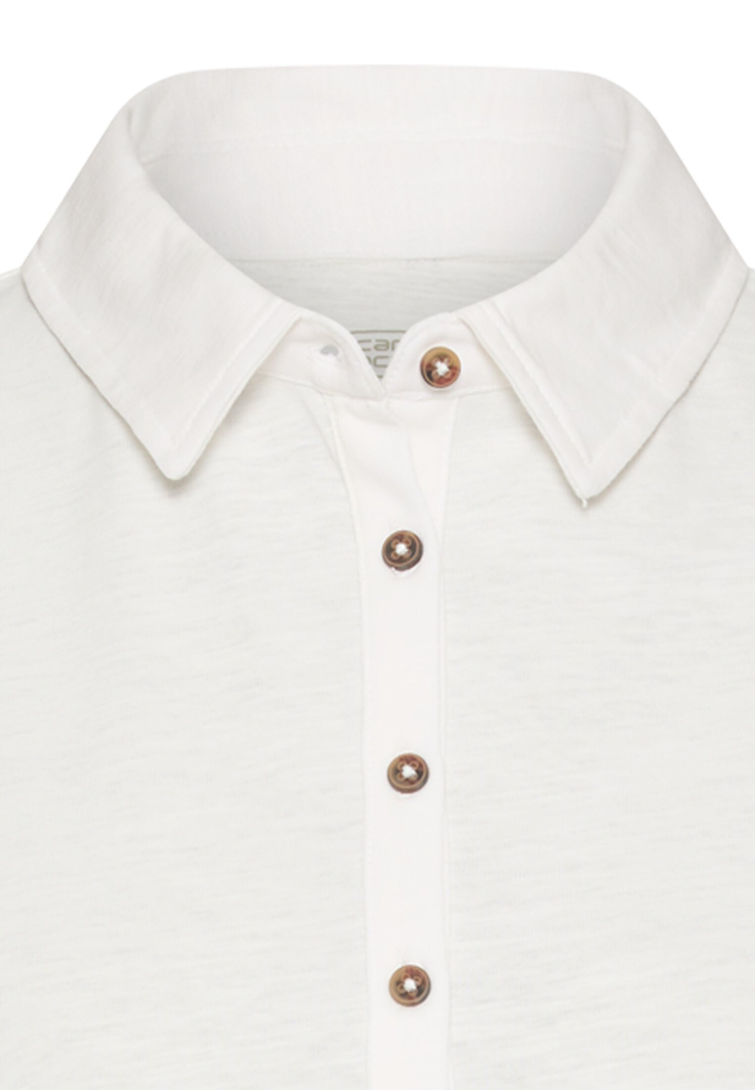 Women Polo shirt with button placket Milk White front close