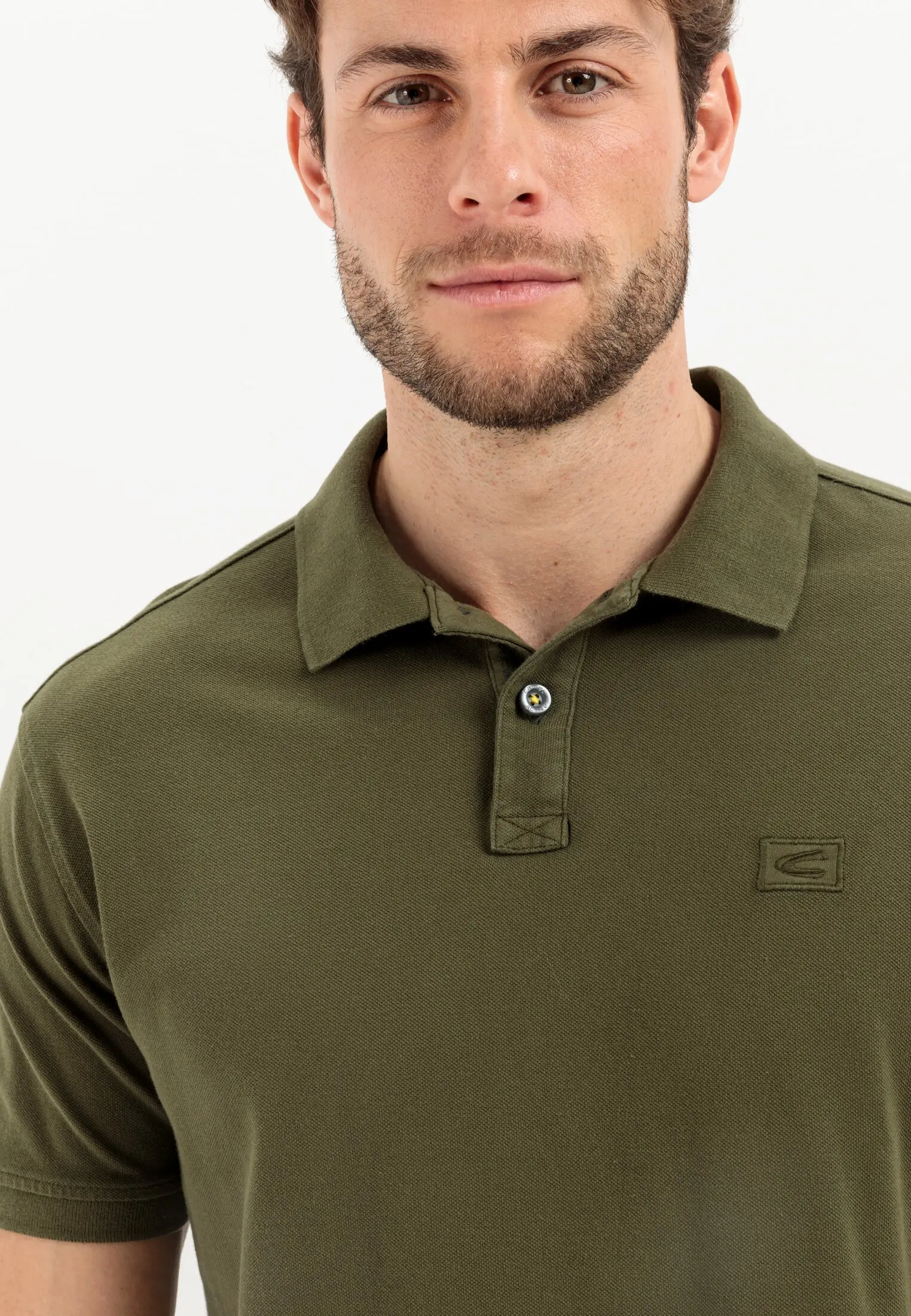 Pique polo shirt for Men in olive camel active