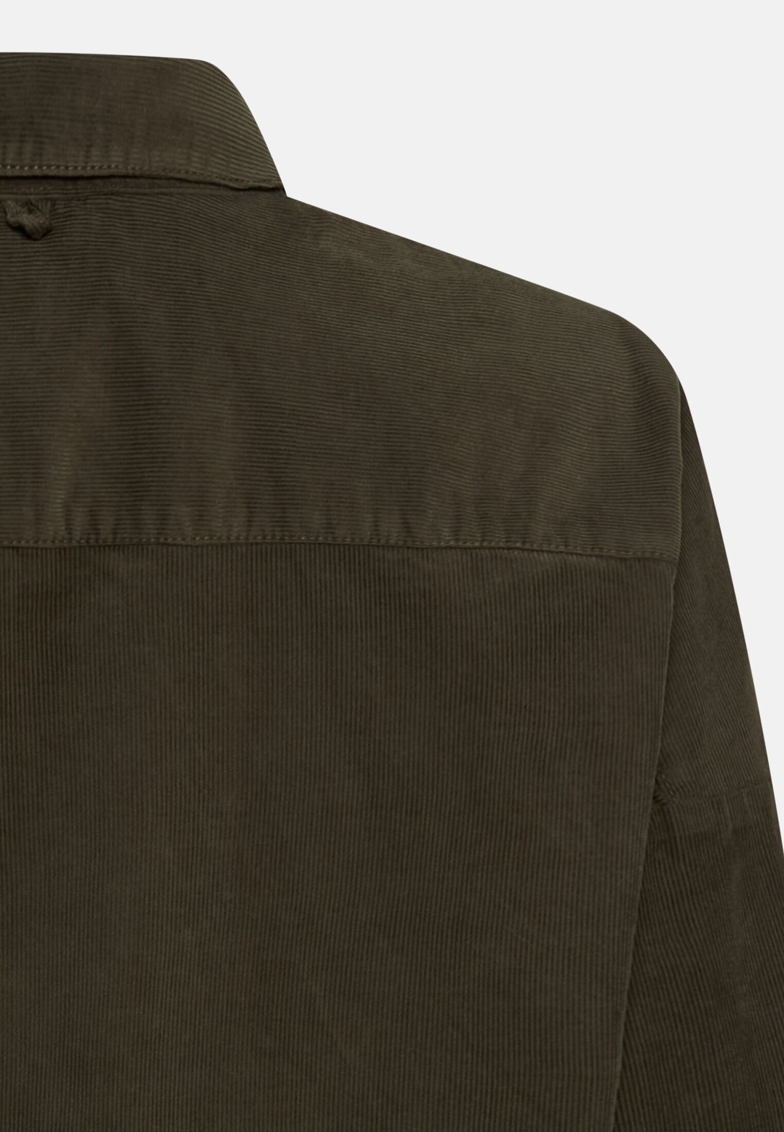 Women Cotton blouse with chest pocket Dark Green close back