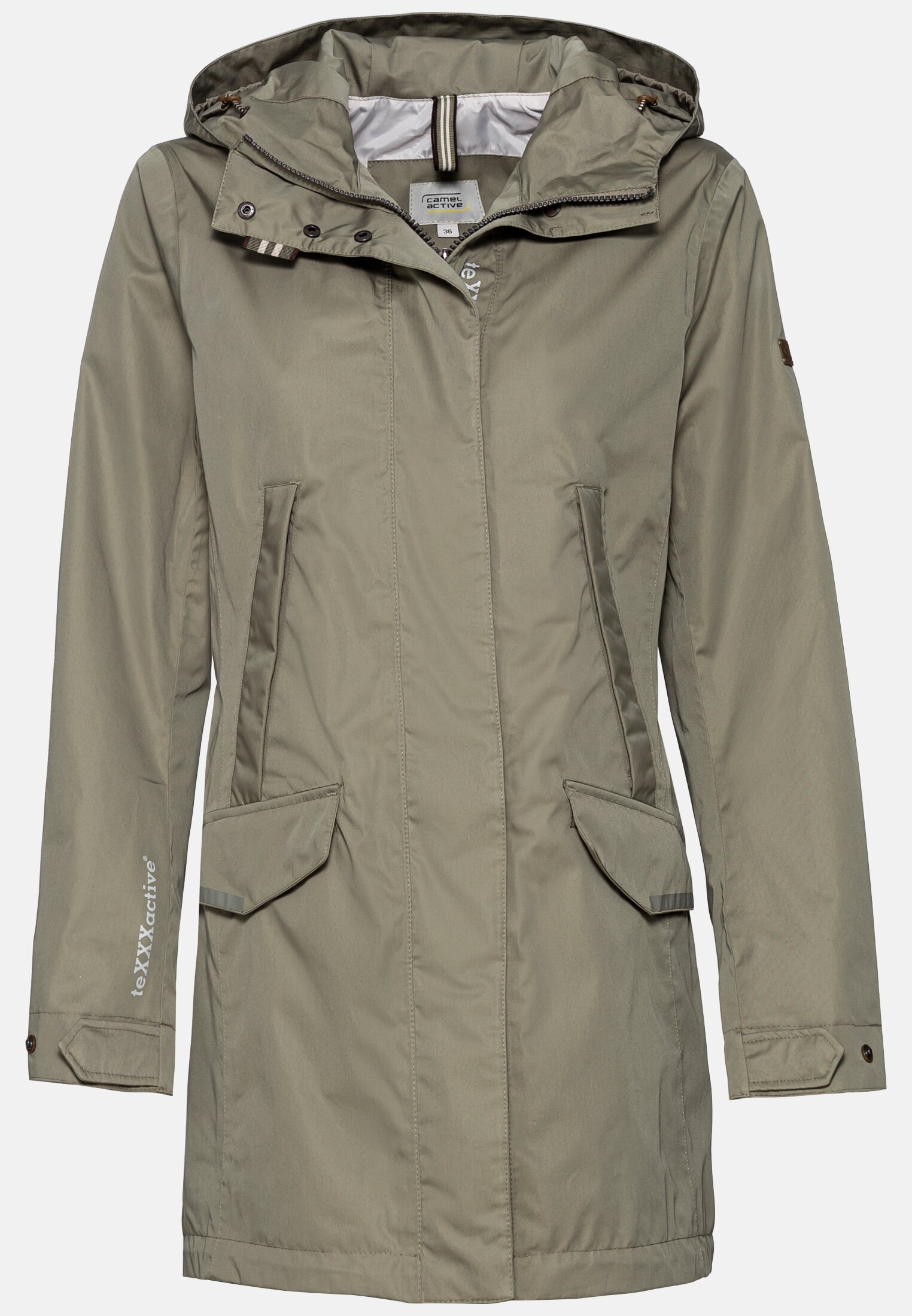 Damen teXXXactive® Funktionsparka aus einem organic Cotton Mix Khaki frontal vorn