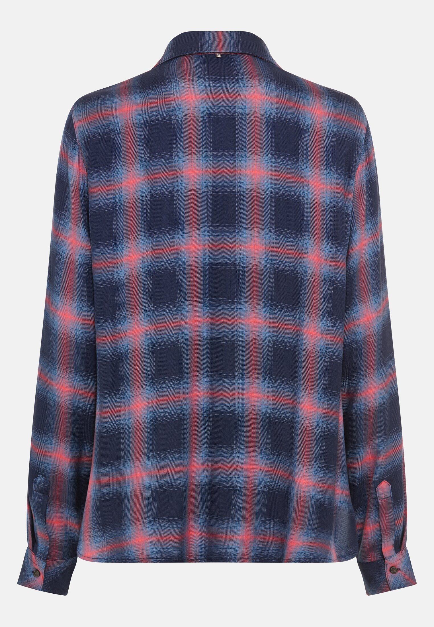 Damen Bluse aus reiner Viskose Blau Rot frontal hinten