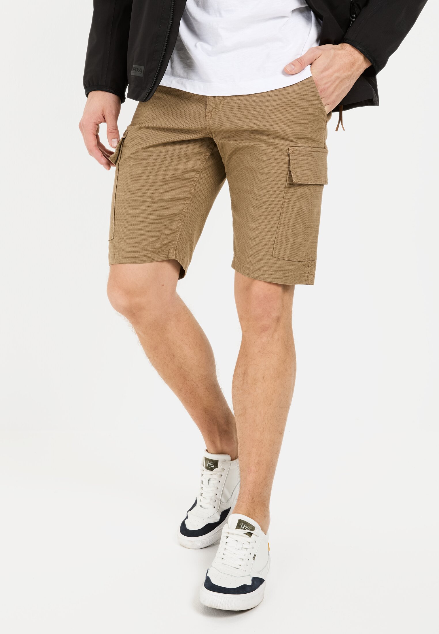 Men Cargo Shorts Regular Fit Brown worn front