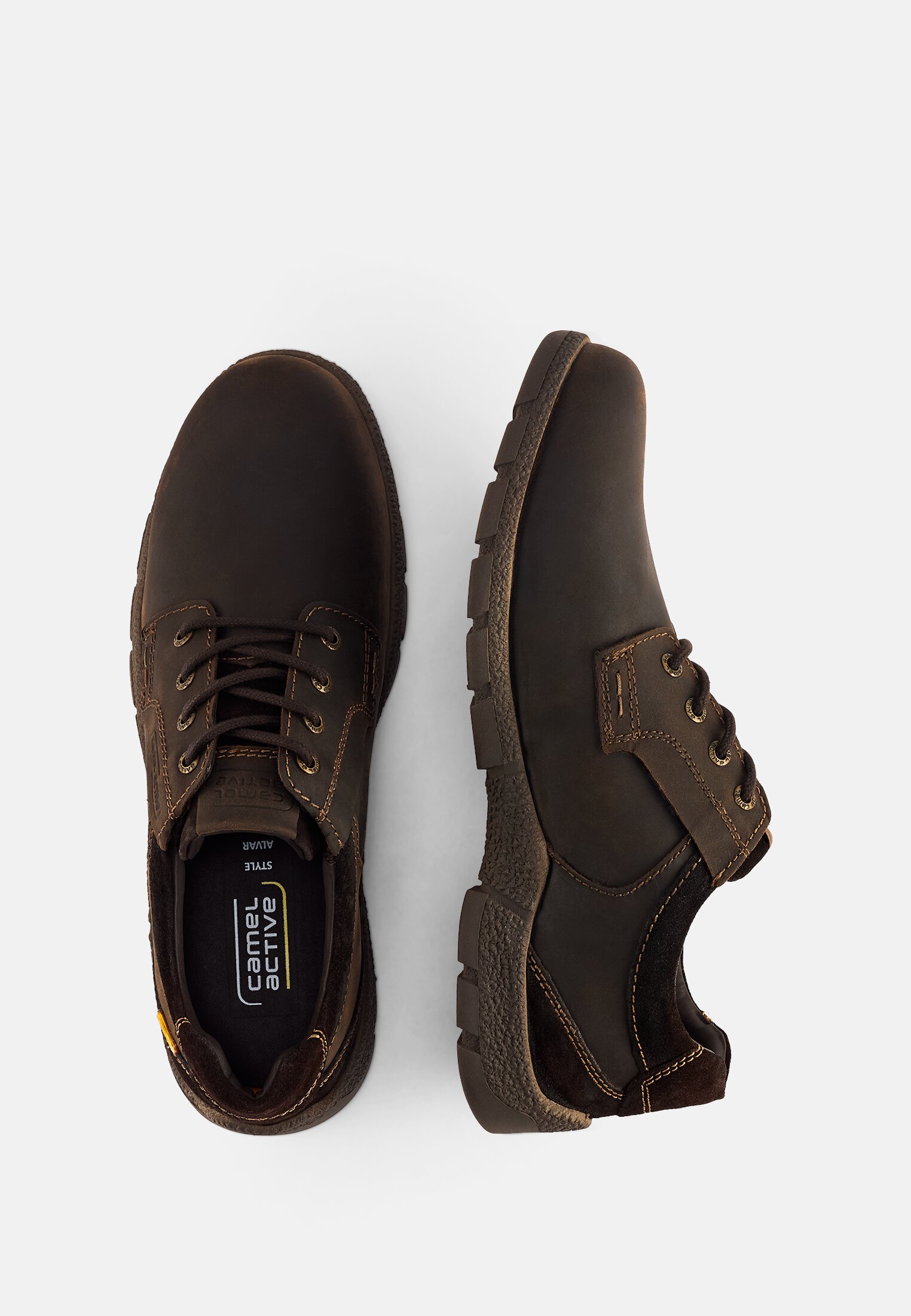 Men Leather Shoe with sturdy sole Brown frontal top