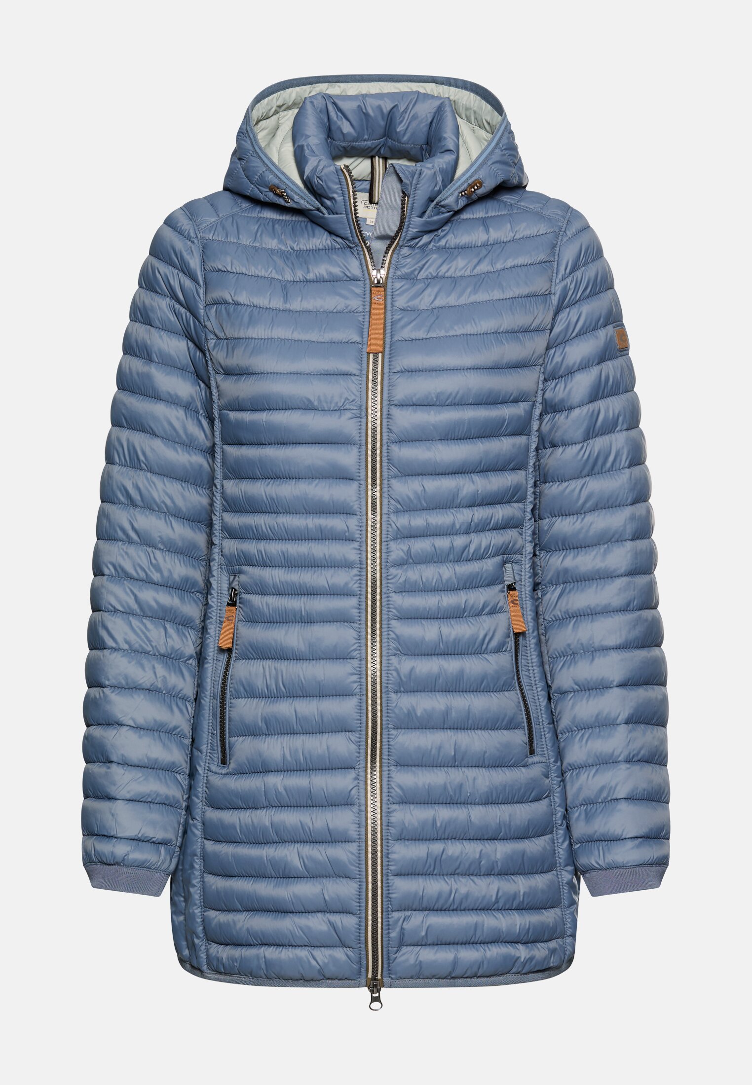 Women Water-repellent quilted jacket with zip pockets Smoky blue frontal front