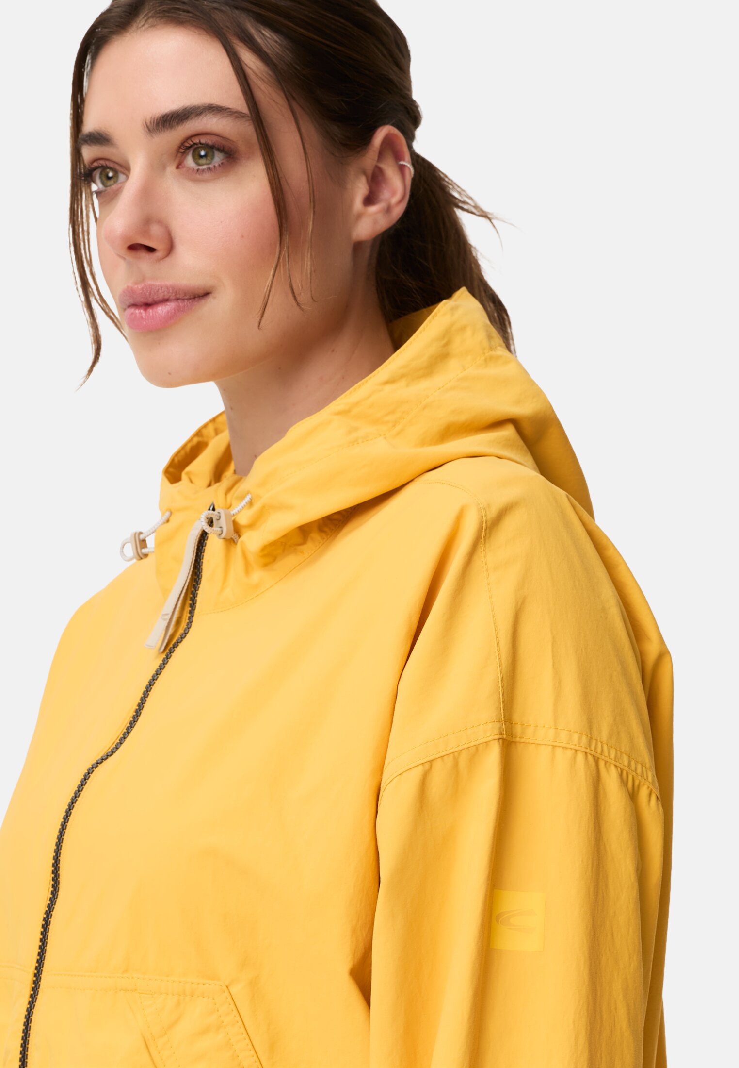 Women Blouson with 2-way zipper Yellow worn detail close