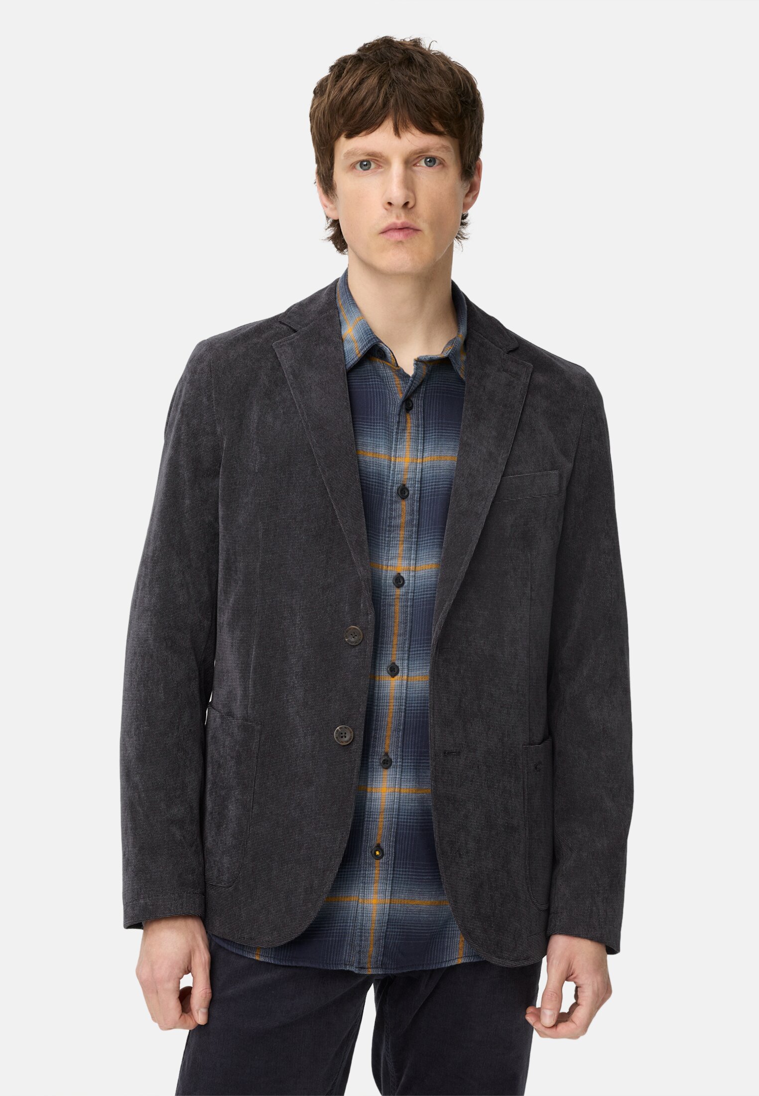 Men Jacket with inside pocket and stretch comfort Navy blue worn front