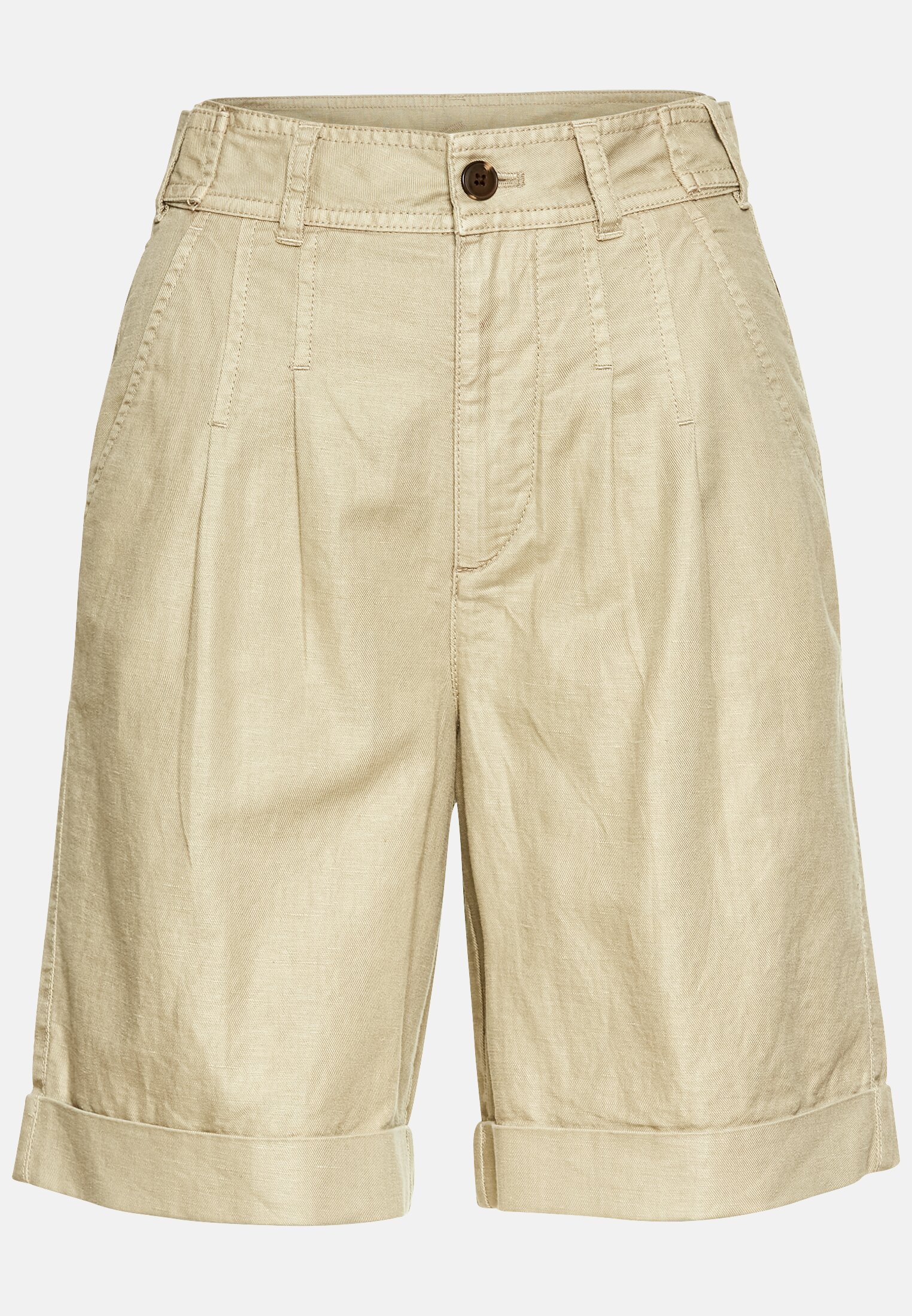 Women Shorts made from a linen blend Beige frontal front