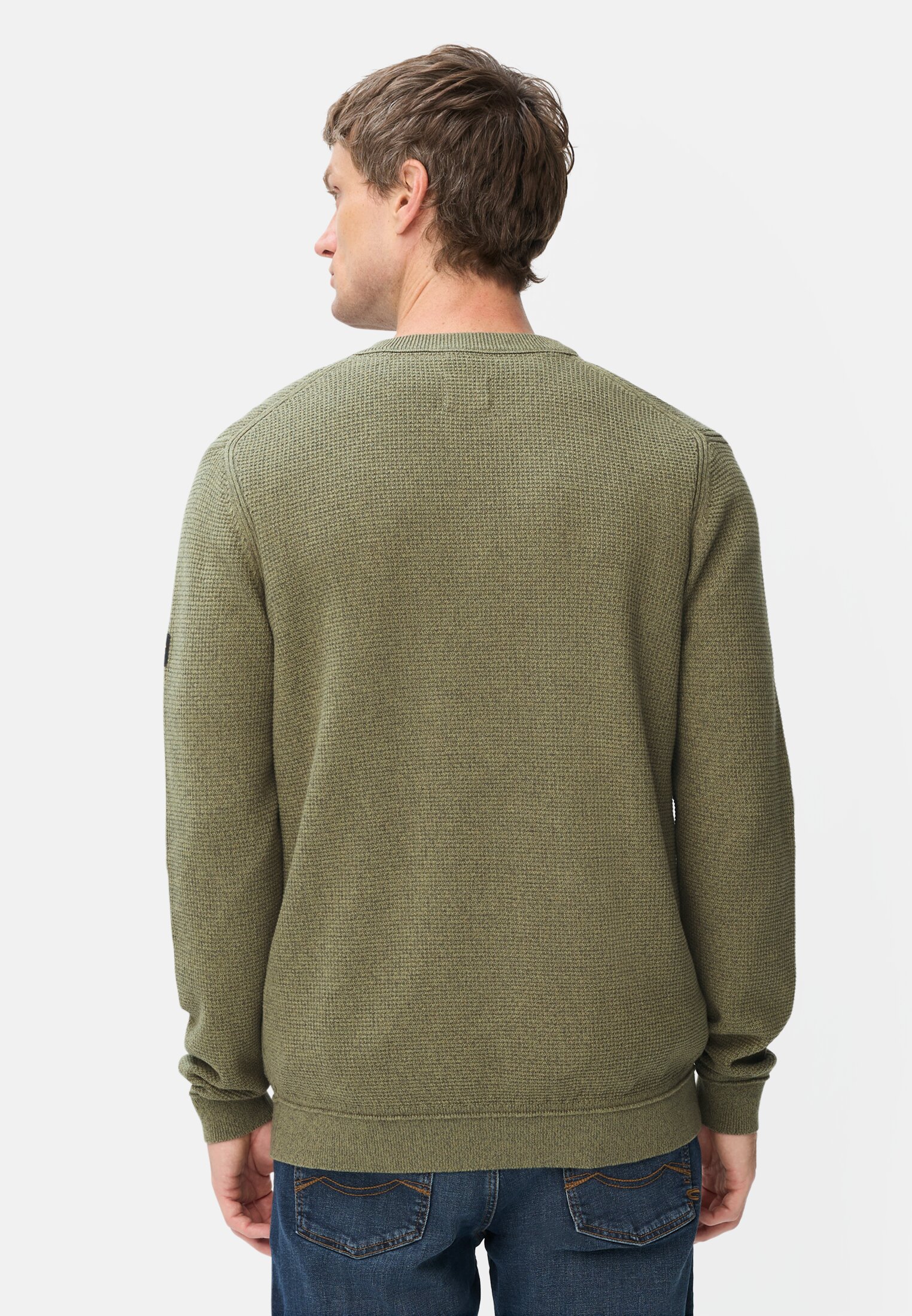 Men Knitted sweater with chest pocket Chlorophyll worn back